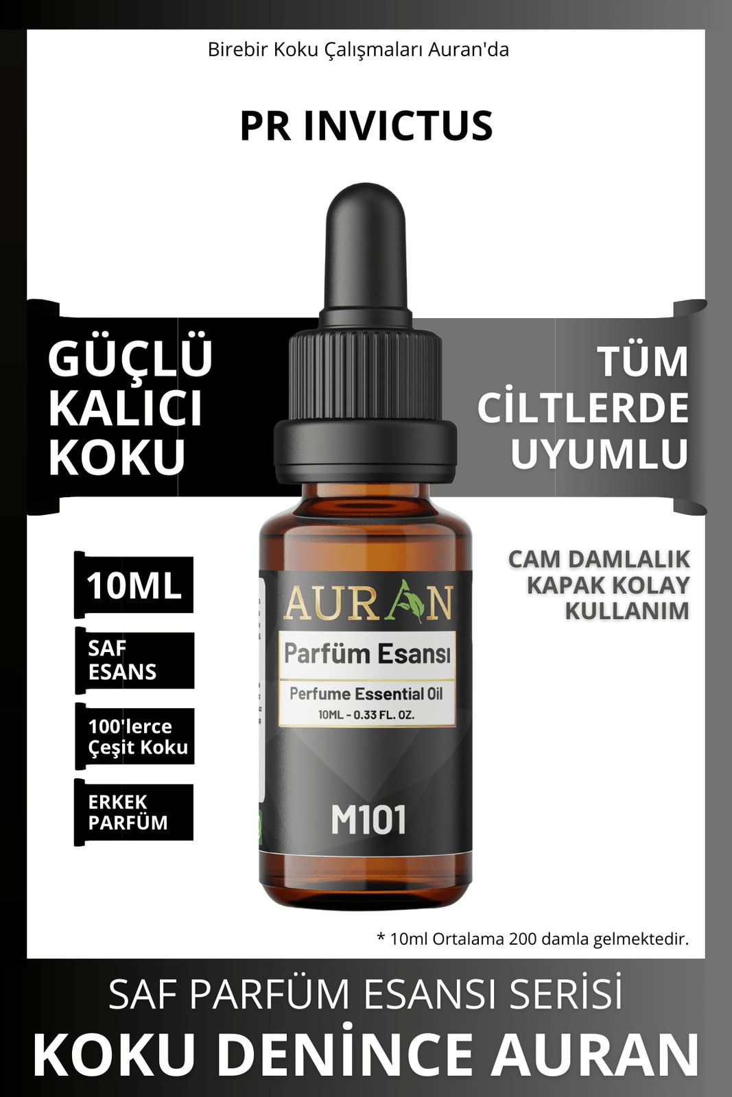 M101 - Invictus Erkek Parfüm Esansı 10ml FRESH - Man Perfume Essence
