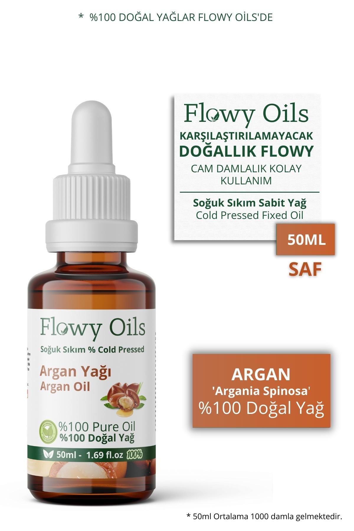 Argan Yağı %100 Doğal Bitkisel Sabit Yağ Argan Oil 50ml