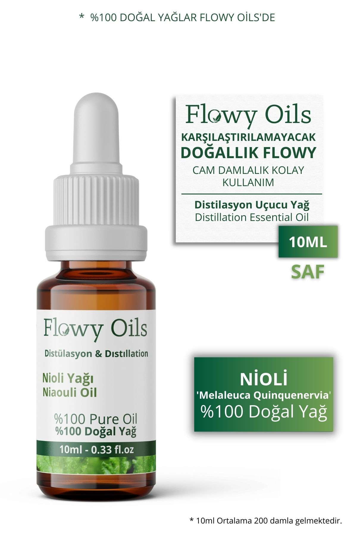 Nioli Yağı Saf Sertifikalı %100 Doğal Bitkisel Uçucu Yağ Niaouli Essential Oil 10ml