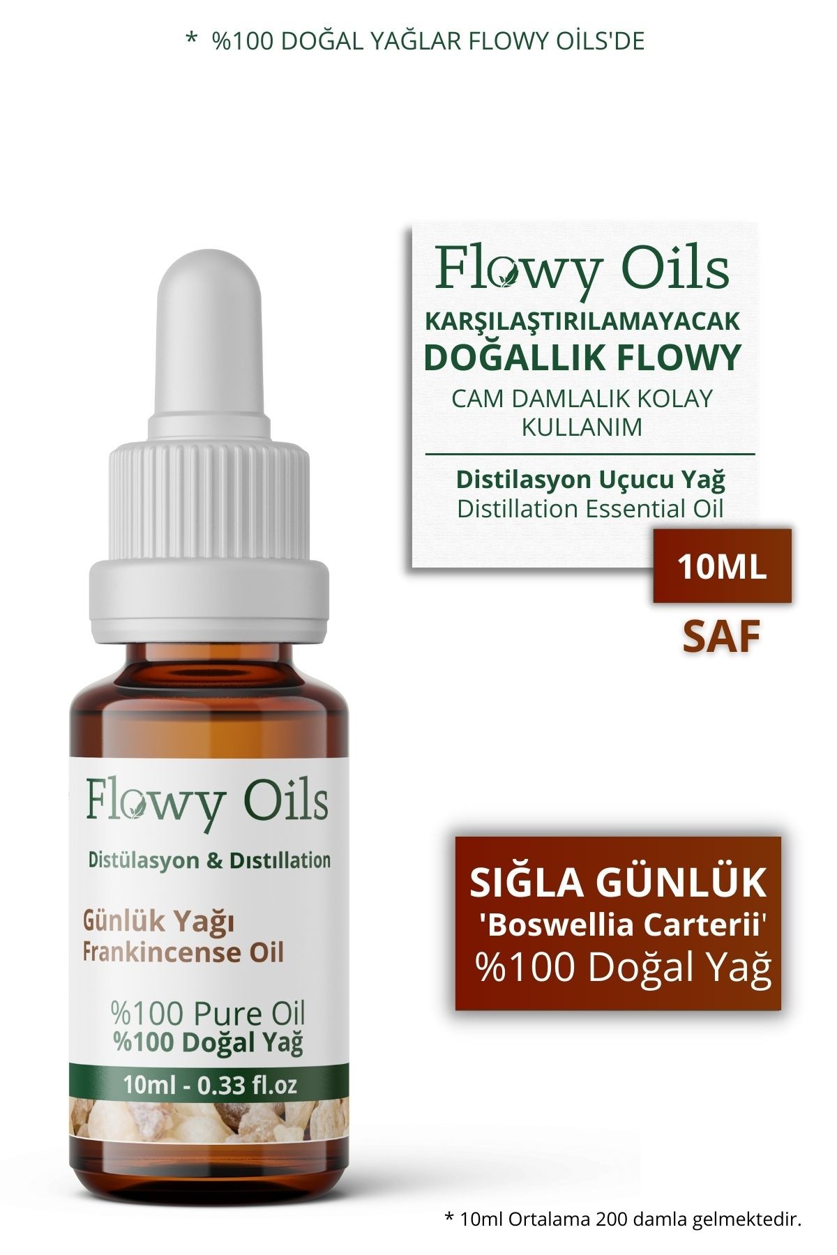 Sığla Günlük Yağı %100 Doğal Bitkisel Uçucu Yağ Akgünlük Yağı Frankincense Oil 10ML