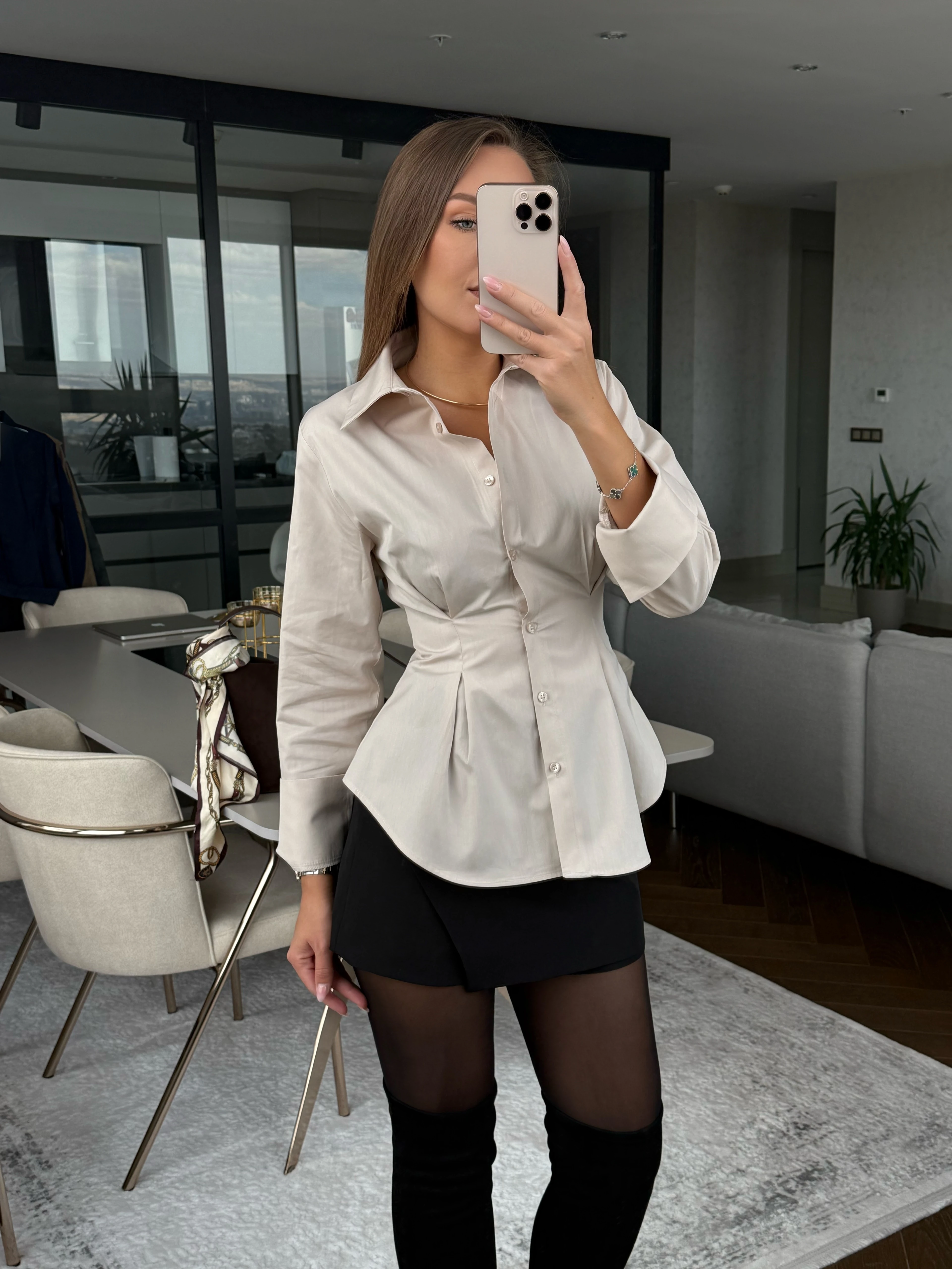 Pilili Gömlek 'Elance' - Taş