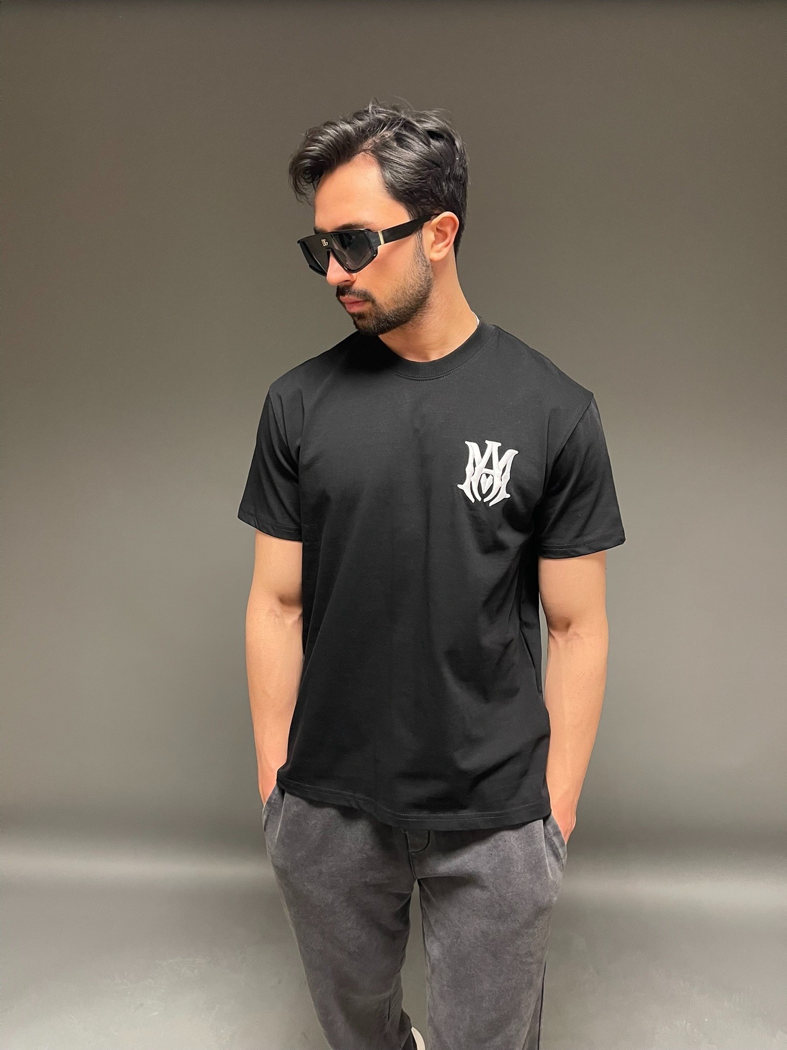 Amiri' Nakışlı Unisex T-Shirt - Siyah