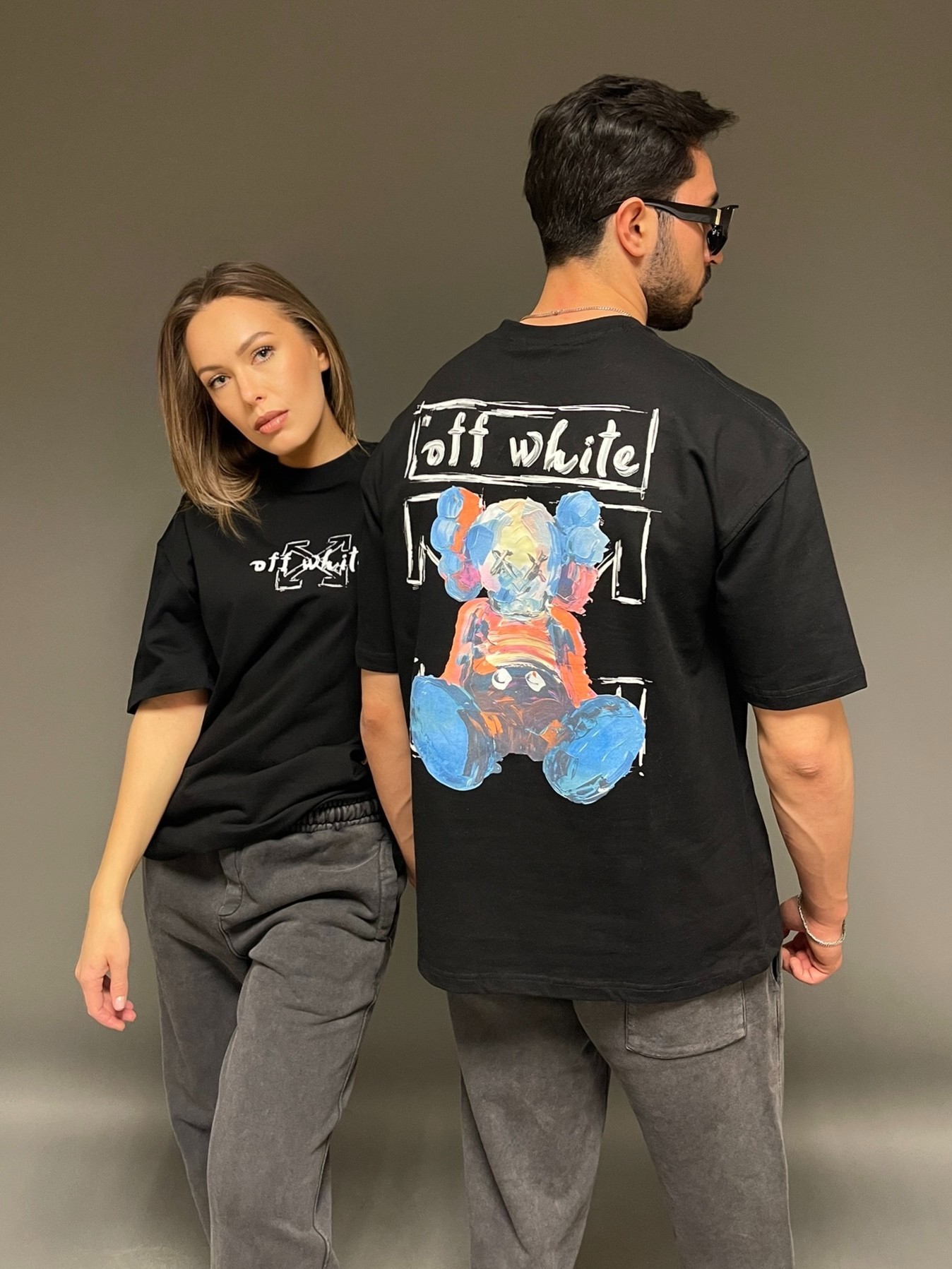 Off-White' Baskılı Unisex T-Shirt - Siyah
