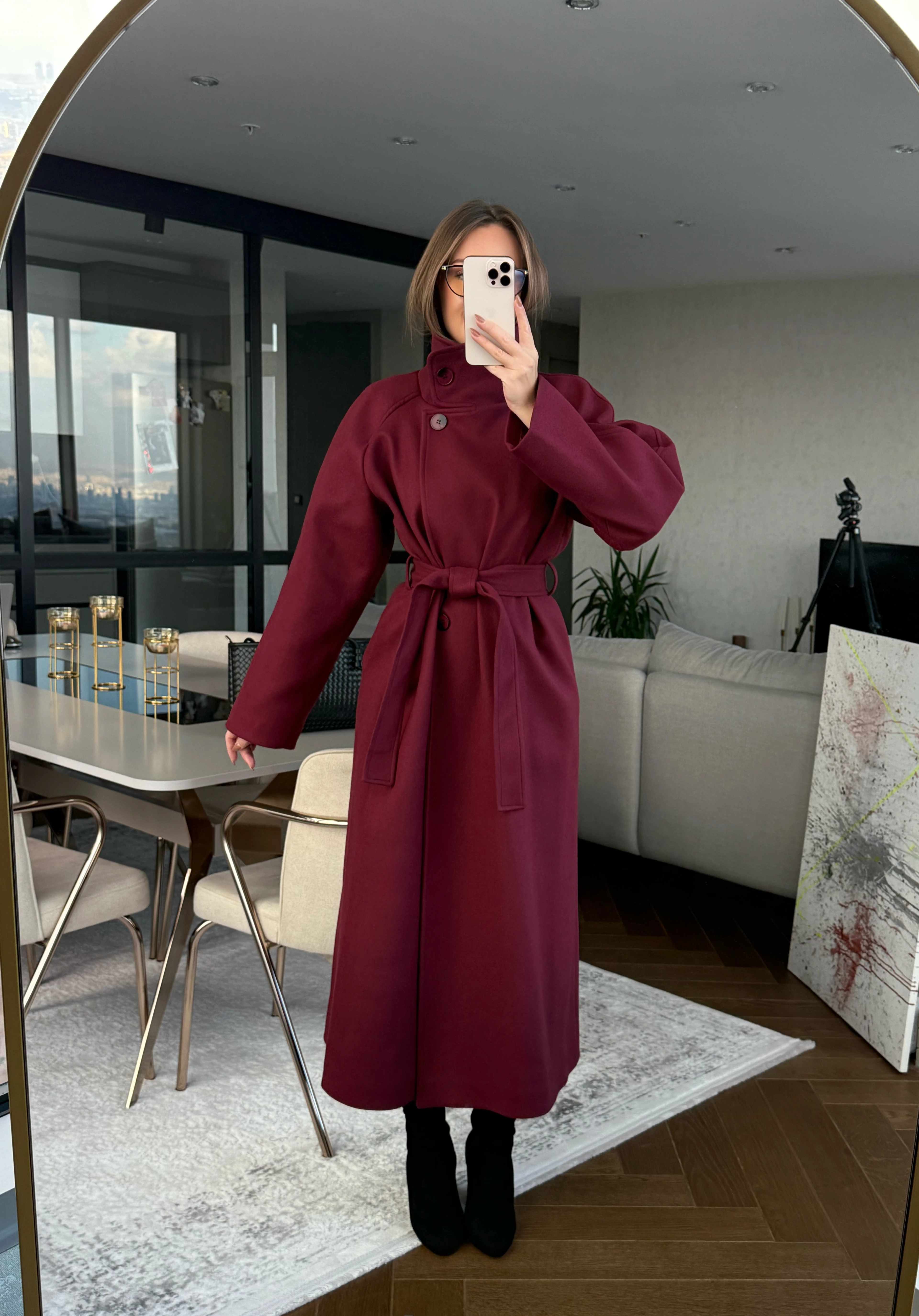 Boğazlı Uzun Kaşe Kaban