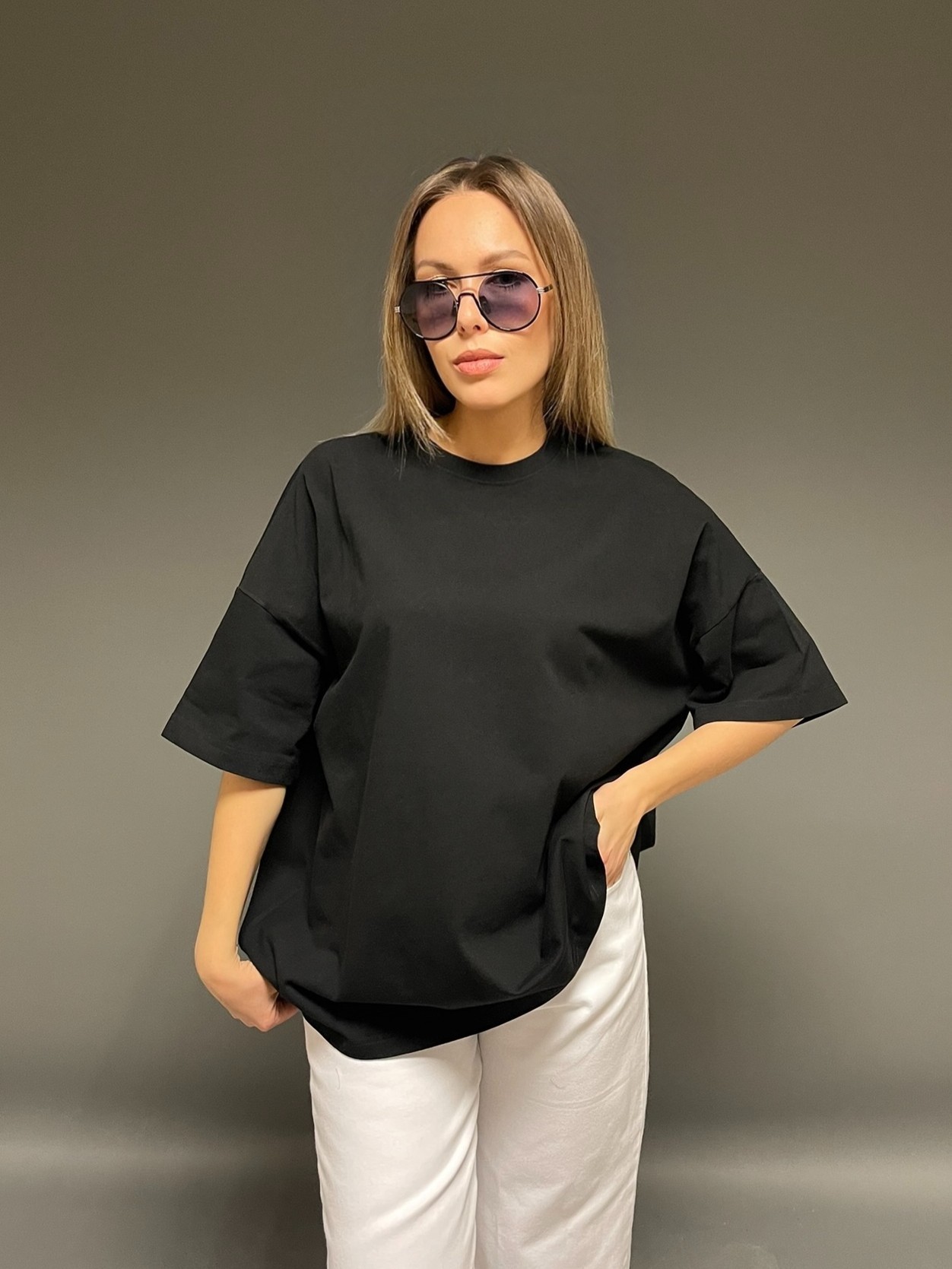 Oversize Kadın T-Shirt - Siyah
