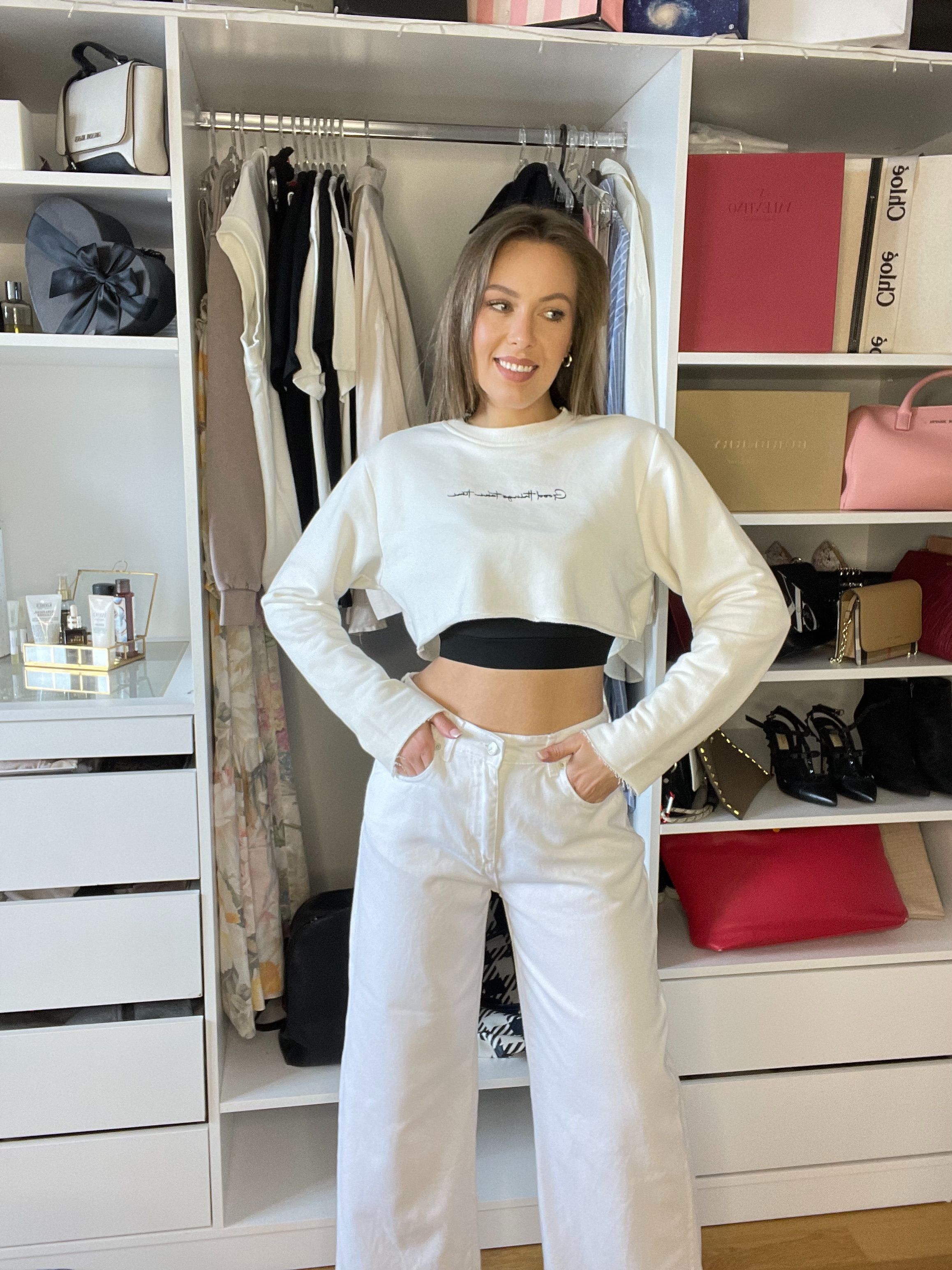 Ragazza - Uzun Kollu Baskılı Crop