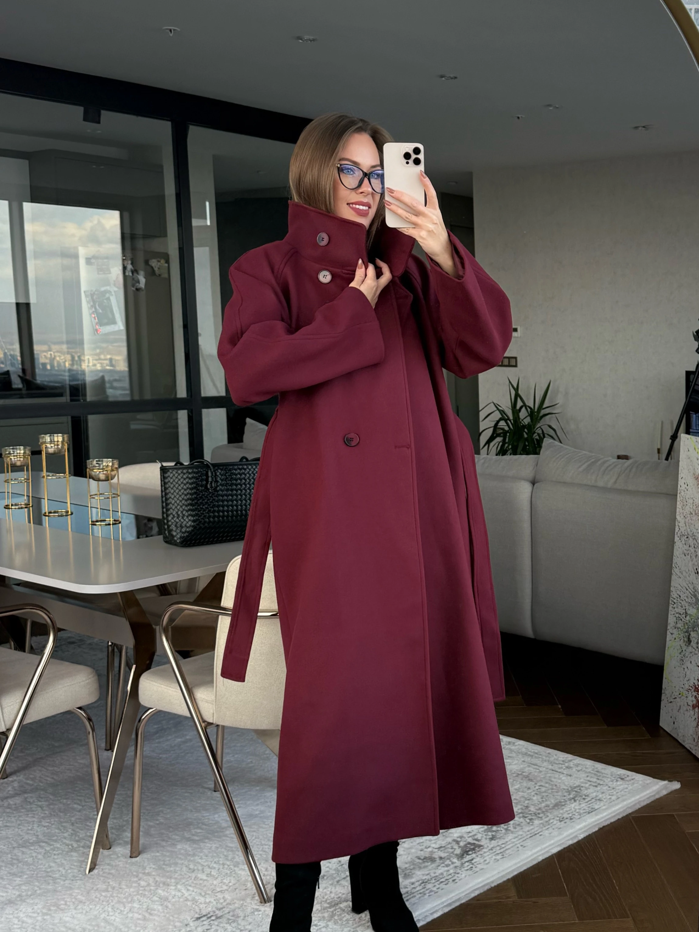 Boğazlı Uzun Kaşe Kaban