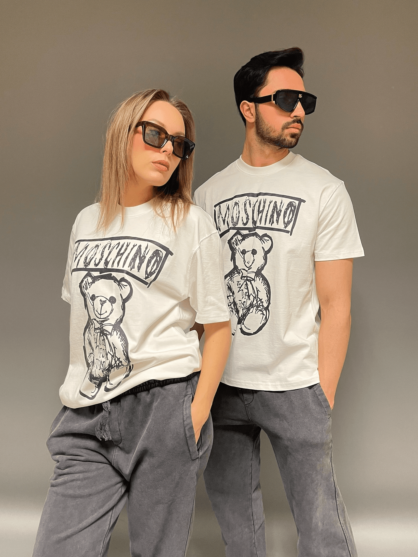 Moschino' Baskılı Unisex T-Shirt - Beyaz