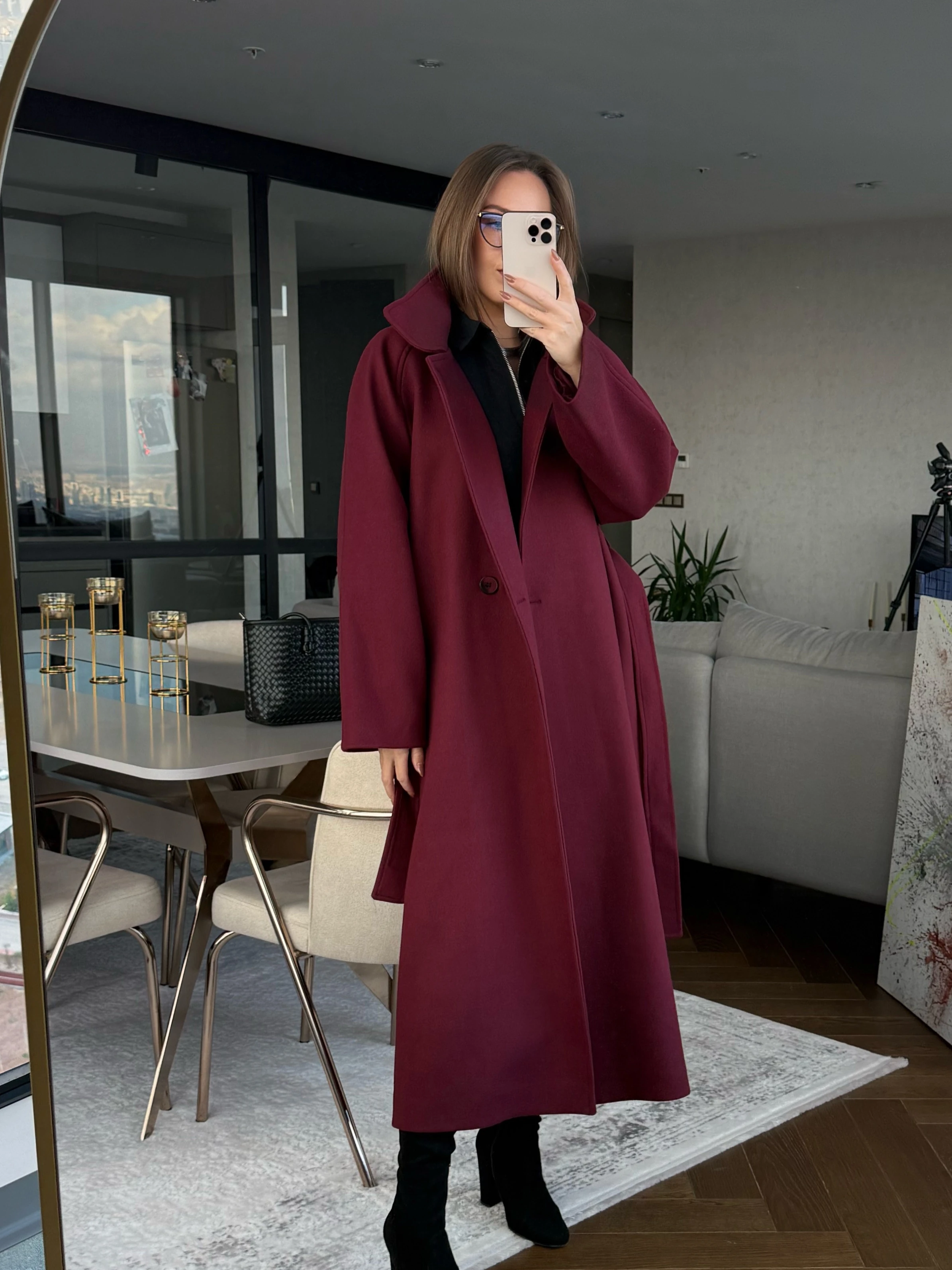 Boğazlı Uzun Kaşe Kaban