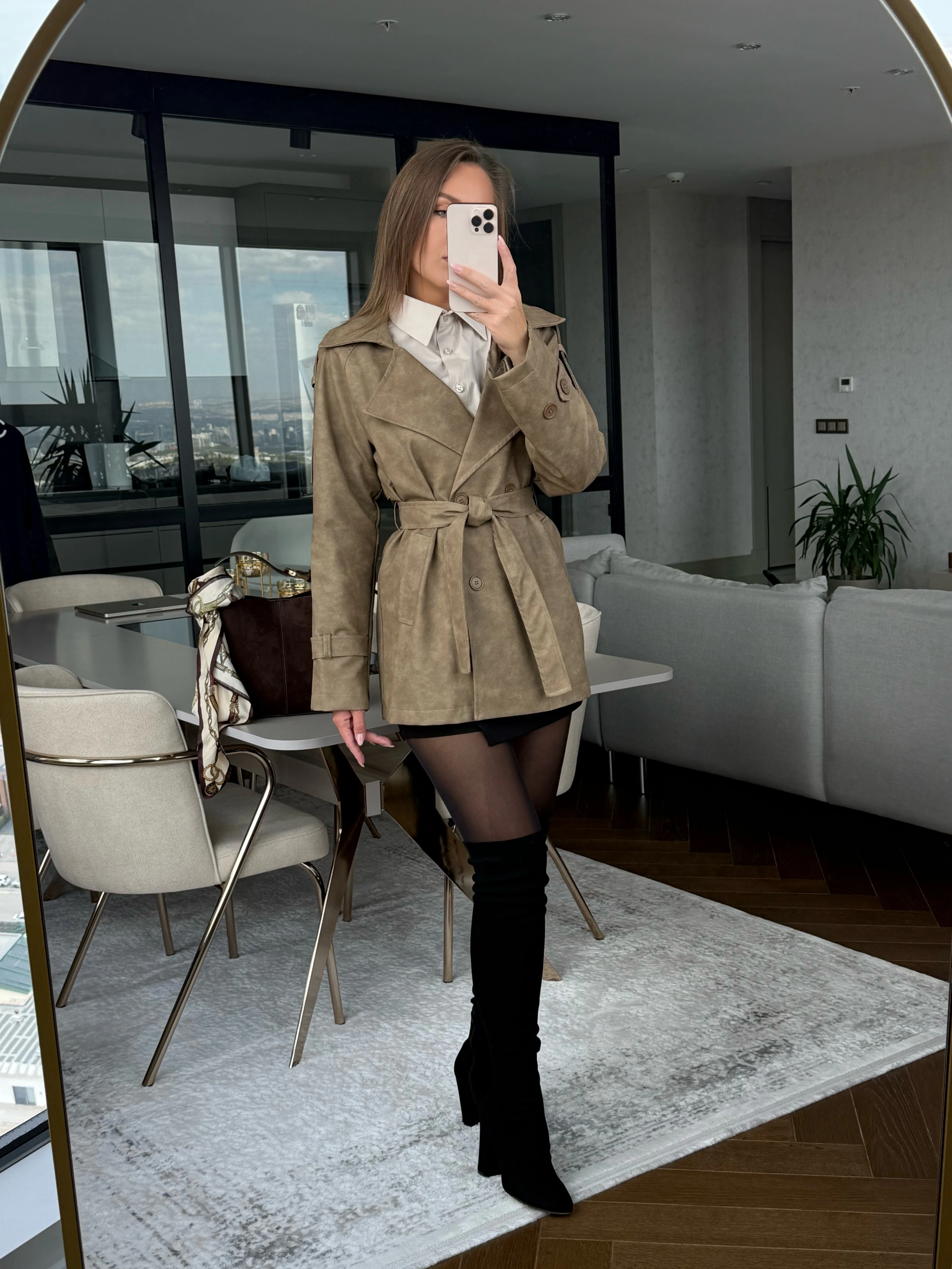 Deri Trençkot Orta Boyu