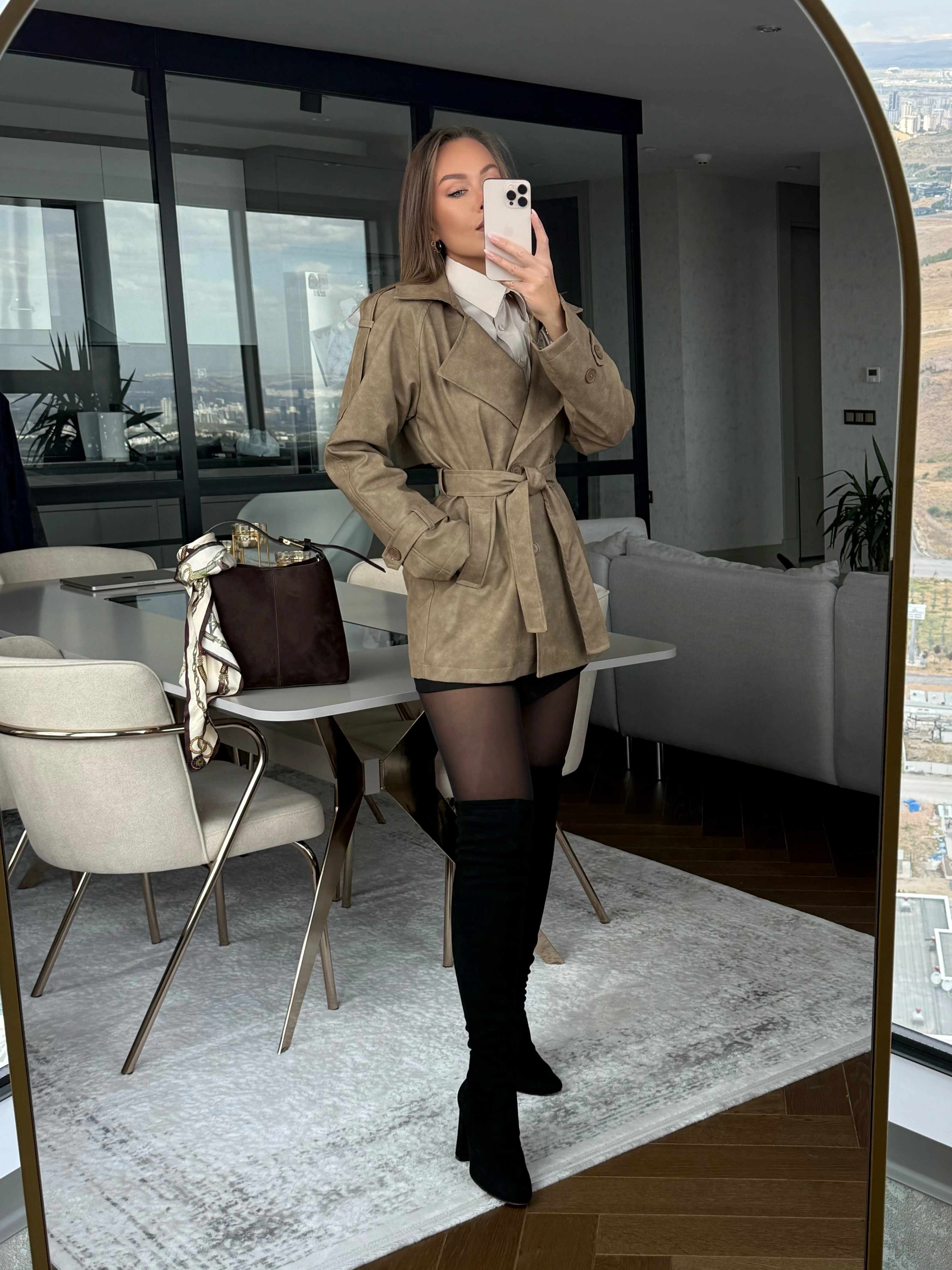 Deri Trençkot Orta Boyu