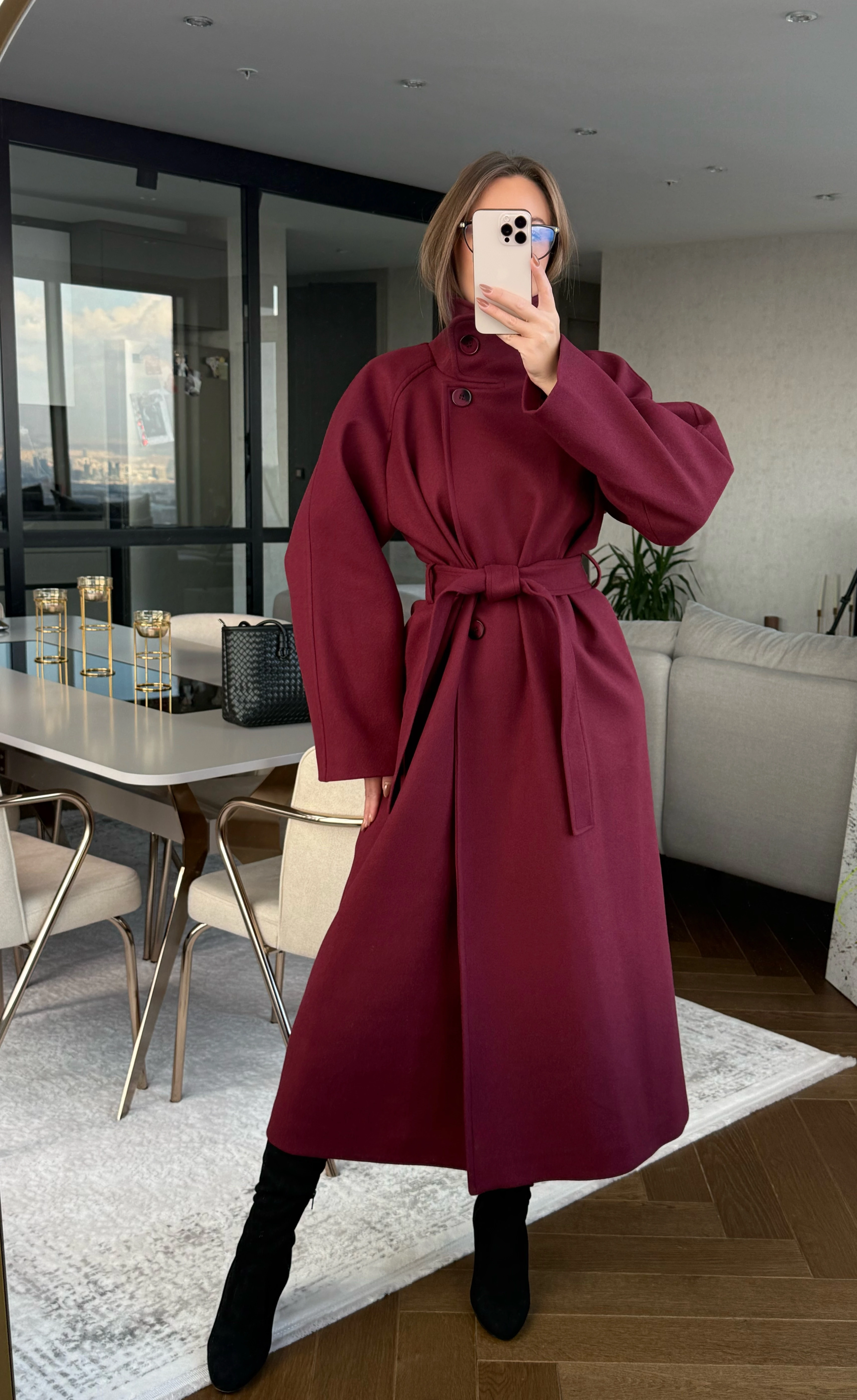 Boğazlı Uzun Kaşe Kaban