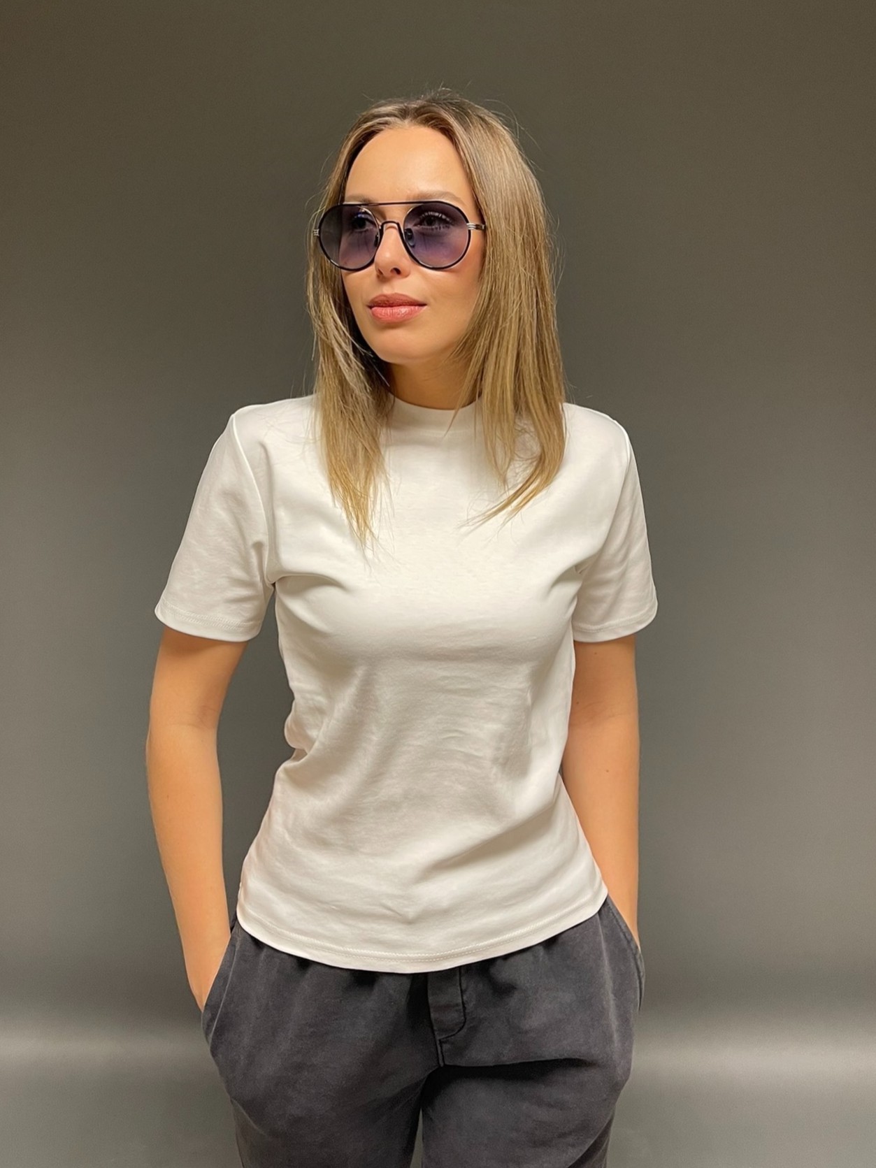 Slim Fit Kadın T-Shirt - Beyaz