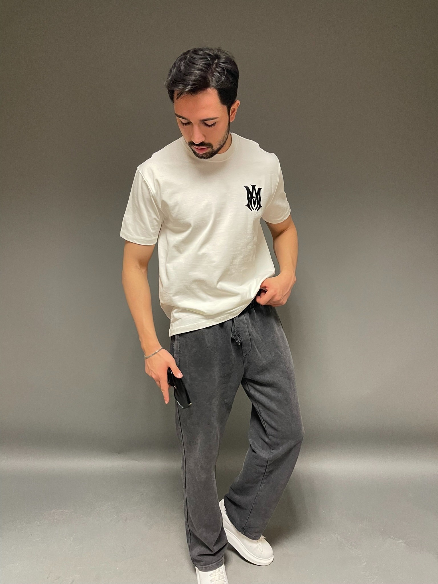 Amiri' Nakışlı Unisex T-Shirt - Beyaz