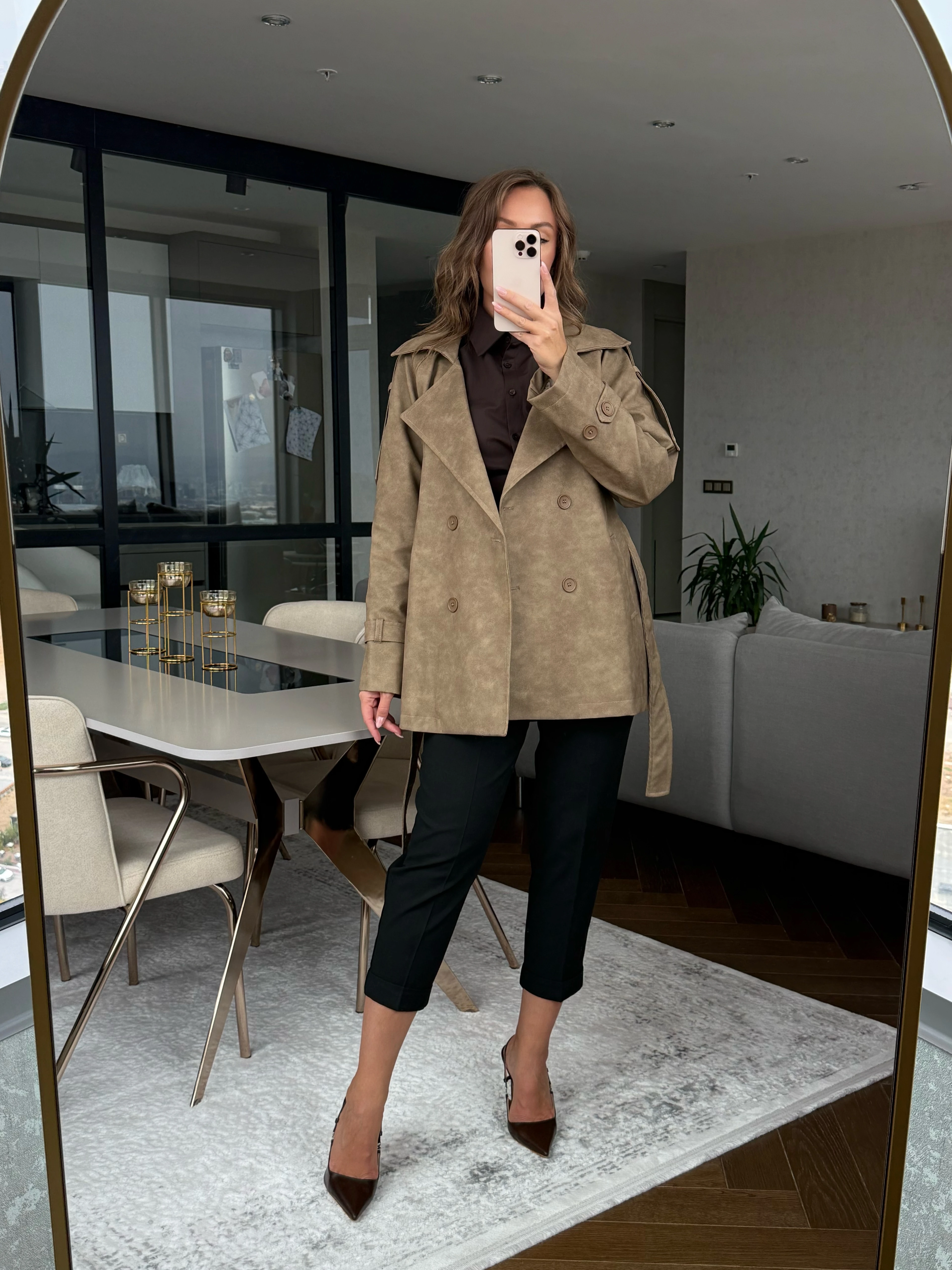 Deri Trençkot Orta Boyu