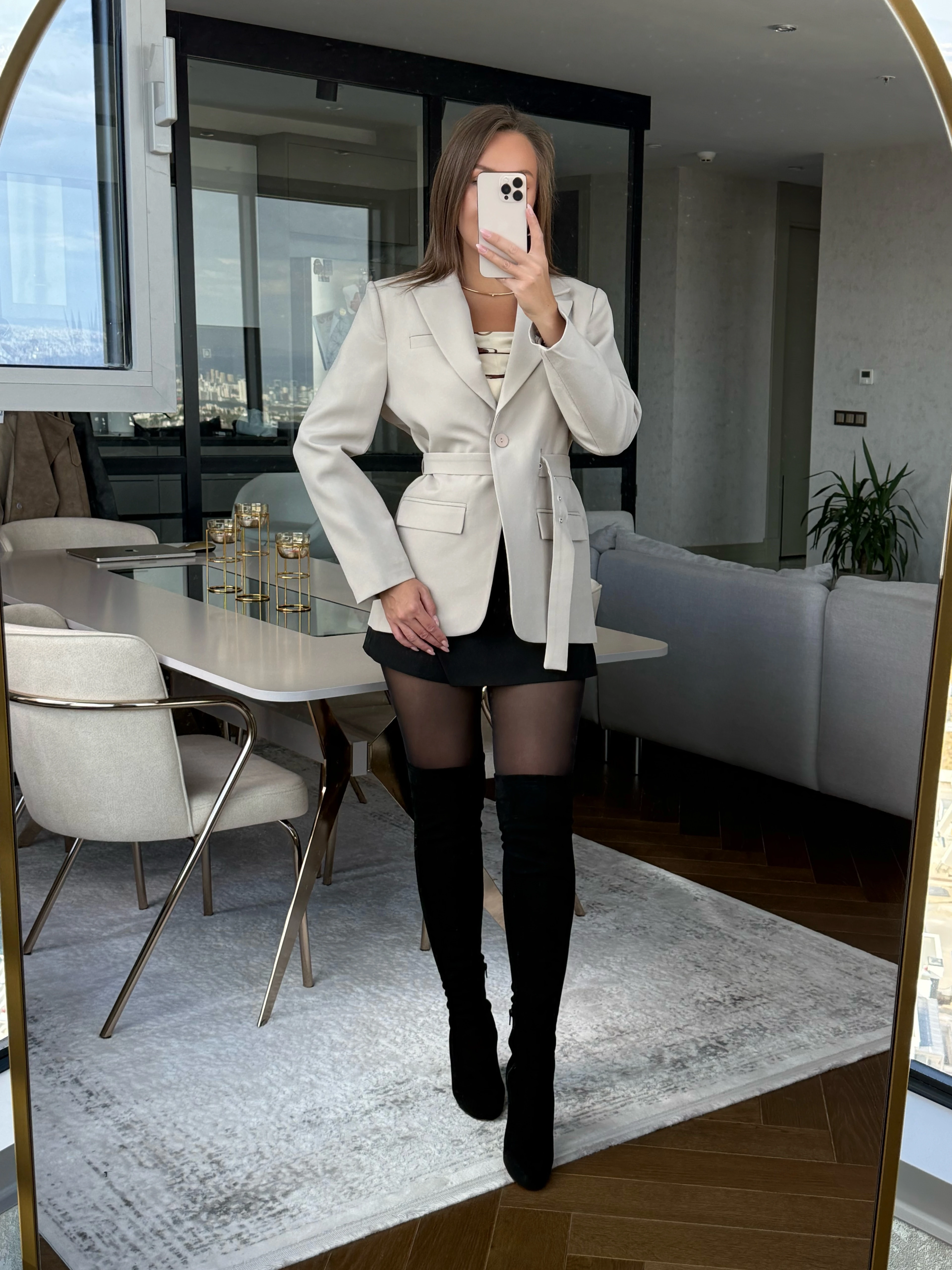 Kemerli Ceket 'Waistline' - Taş