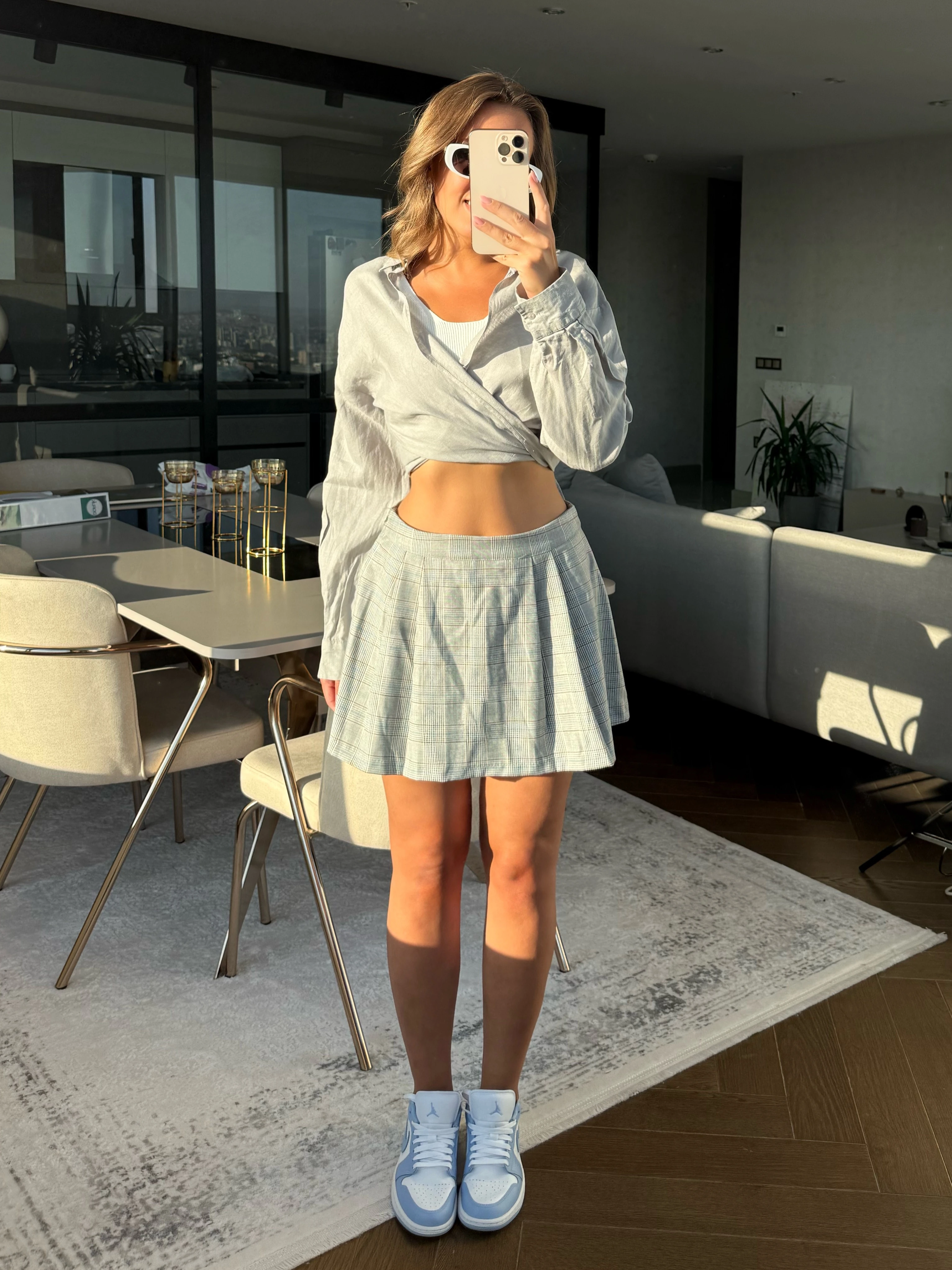 Gri Eskole Şort Etek