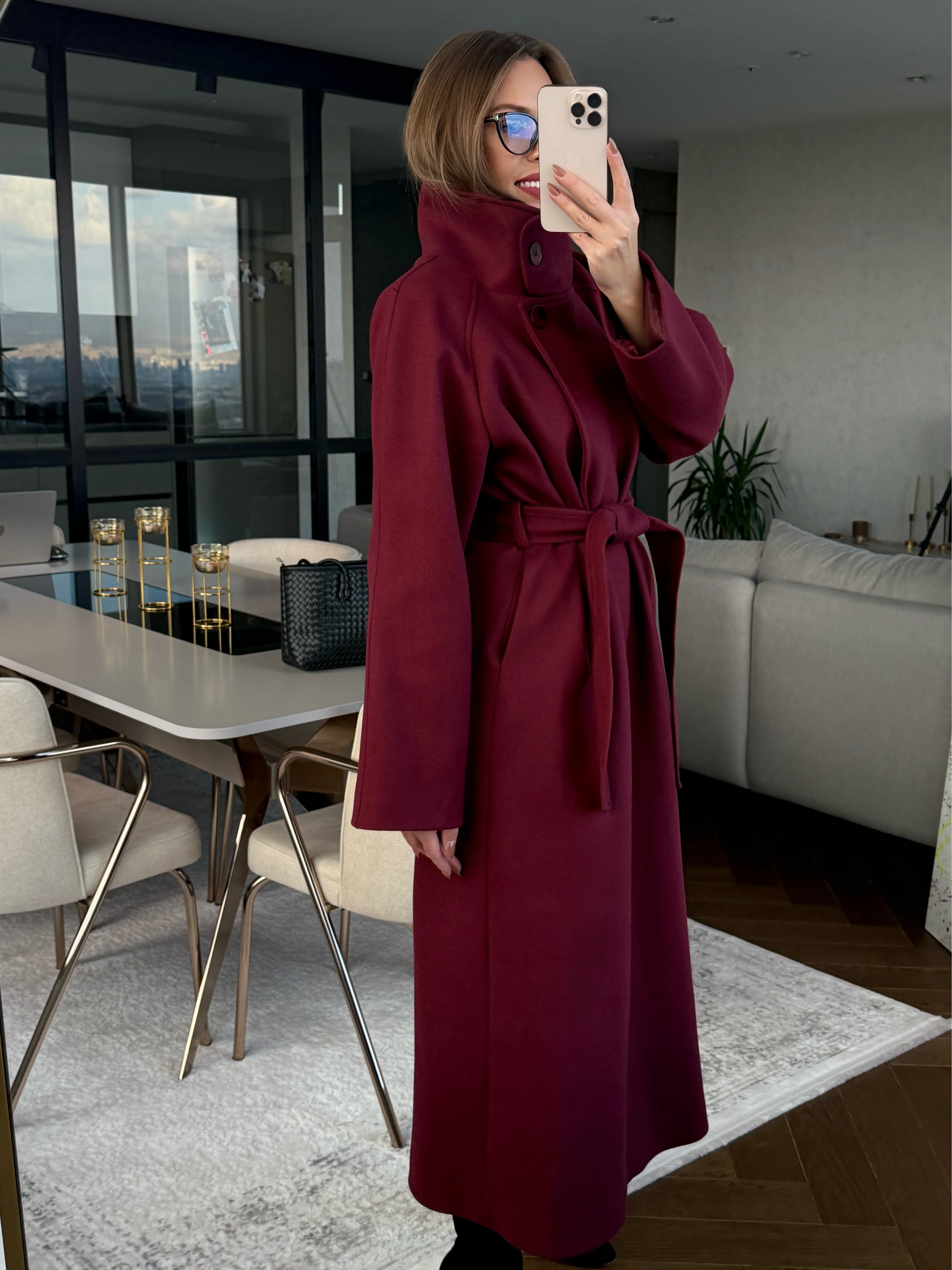 Boğazlı Uzun Kaşe Kaban