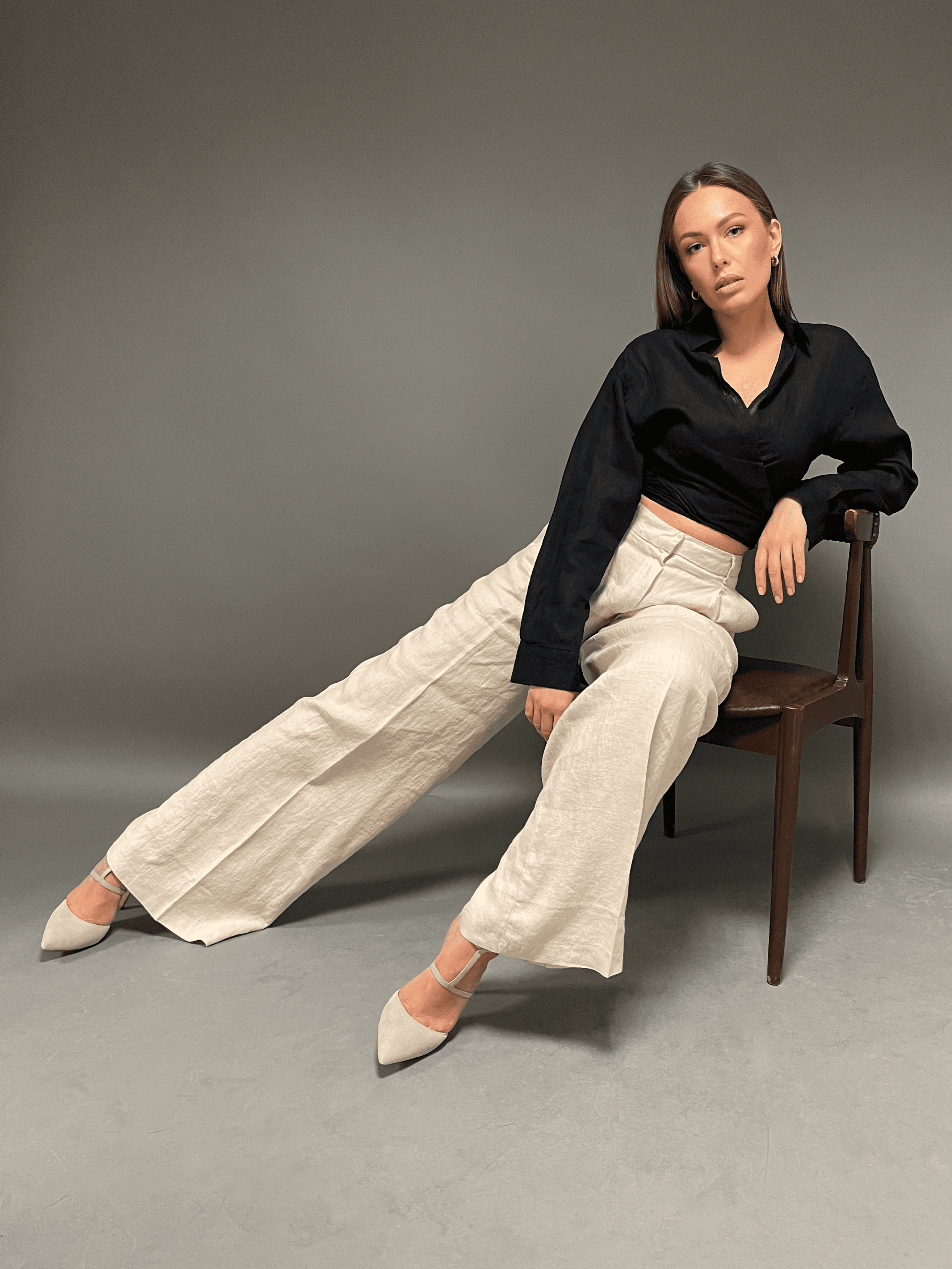 Mels - Premium Keten Kadın Crop