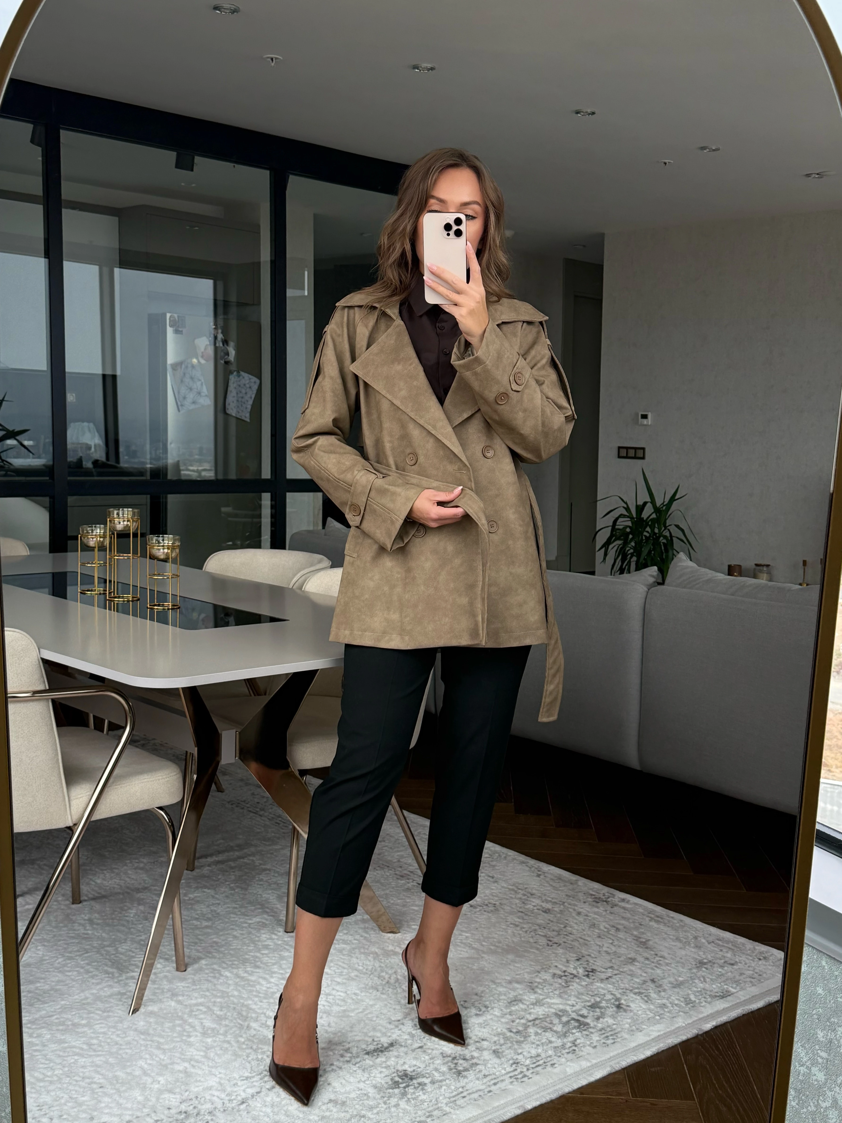 Deri Trençkot Orta Boyu