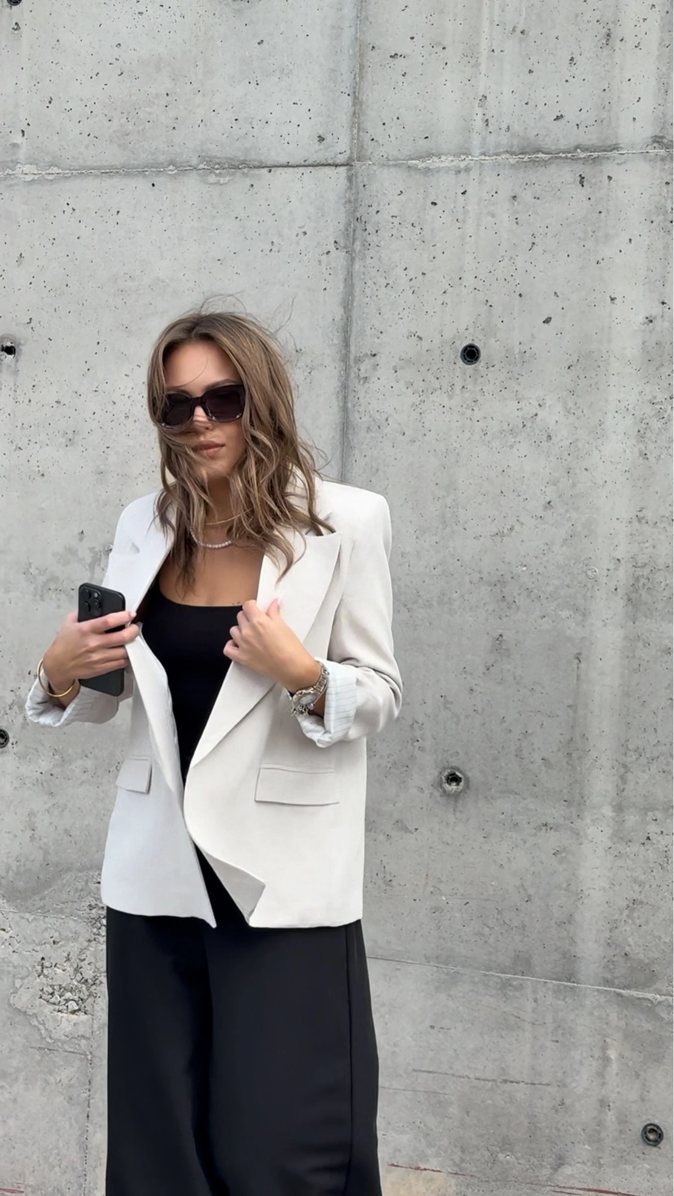 Çizgili Astarlı Keten Ceket  - Taş