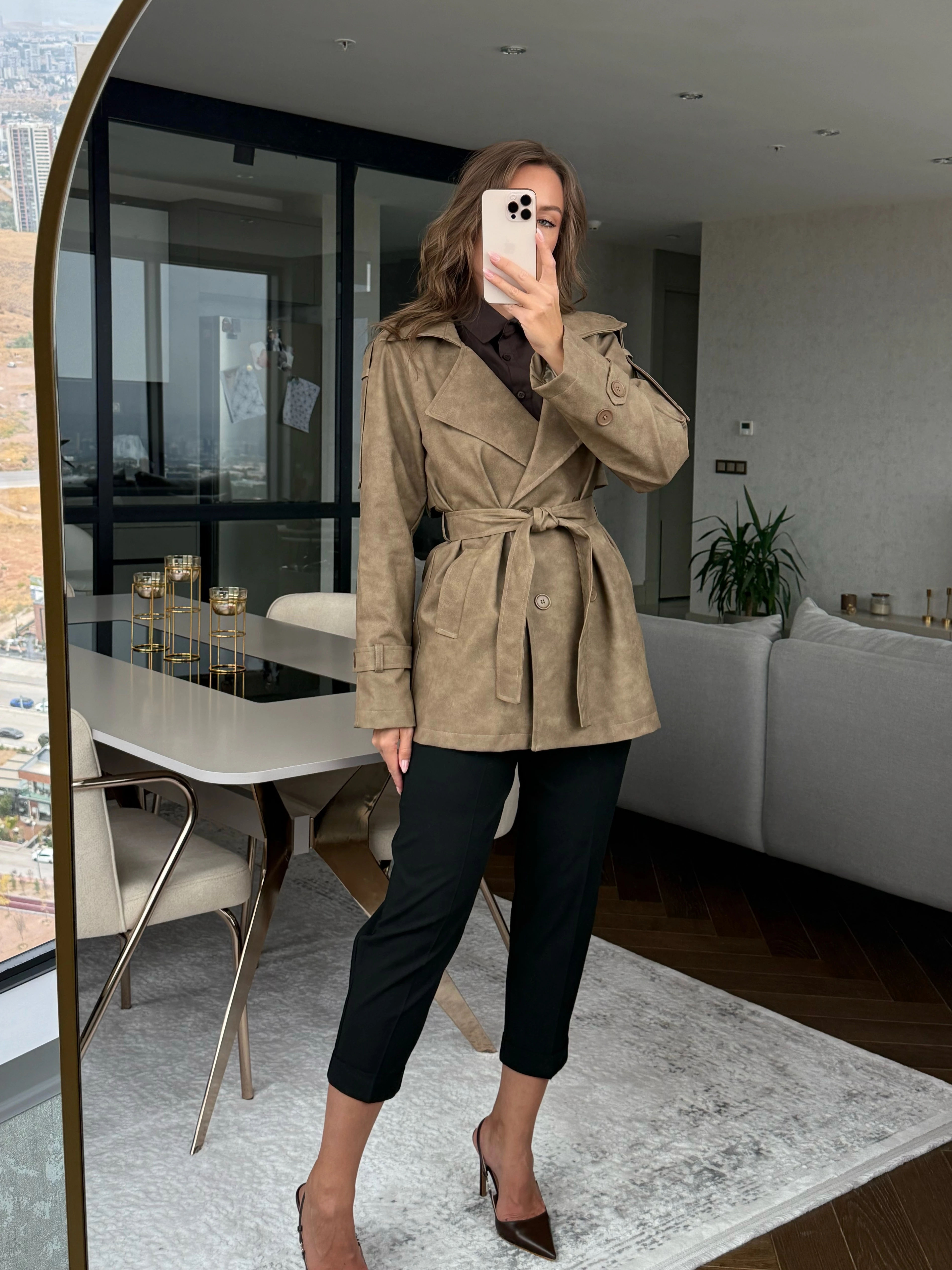 Deri Trençkot Orta Boyu