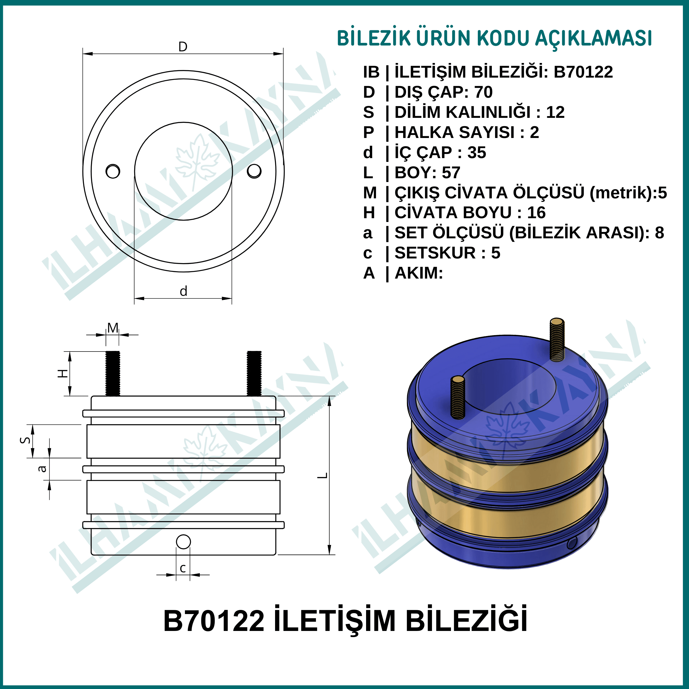 2 KONTAKLI İLETİŞİM BİLEZİĞİ | B70122 |