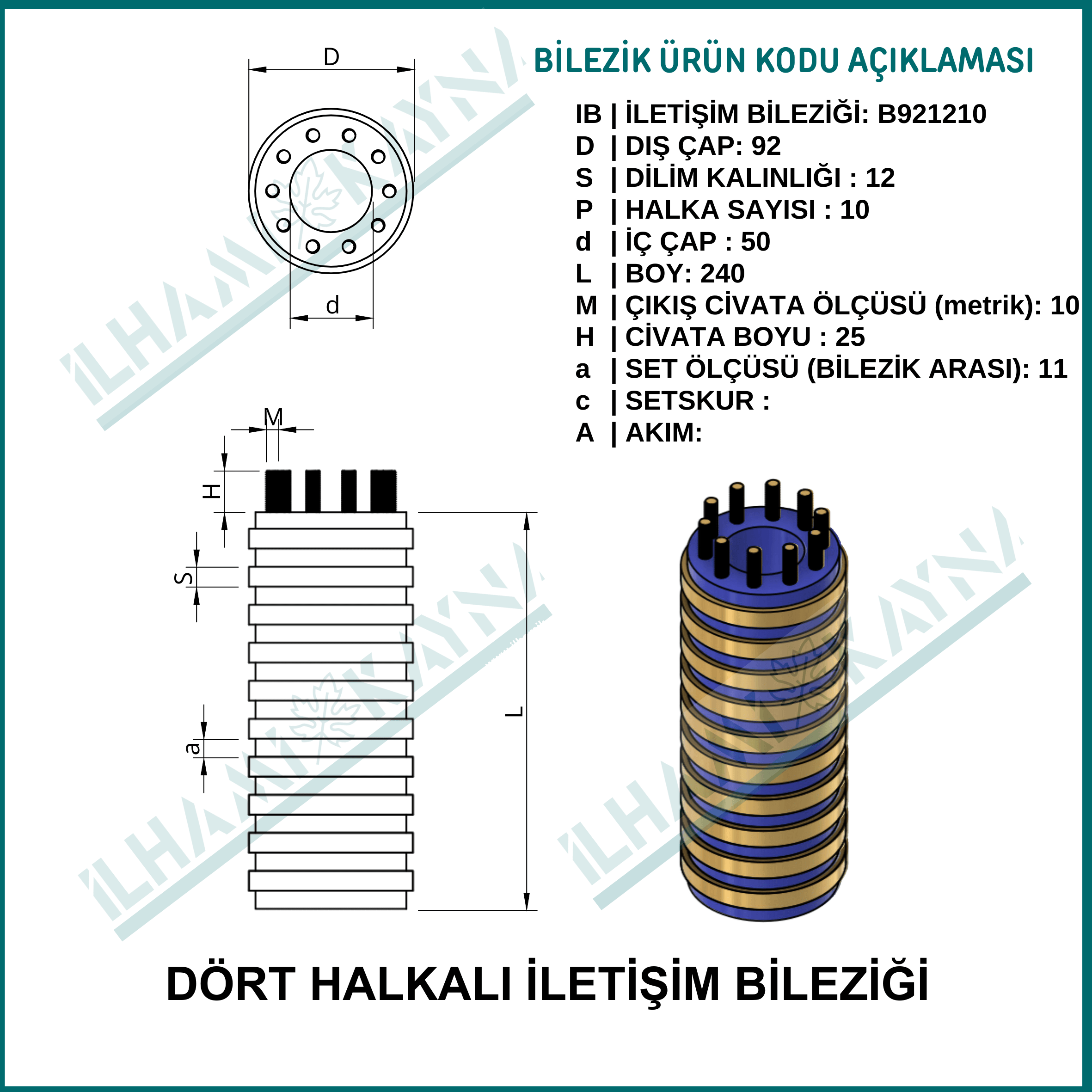 10 KONTAKLI İLETİŞİM BİLEZİĞİ | B921210 |