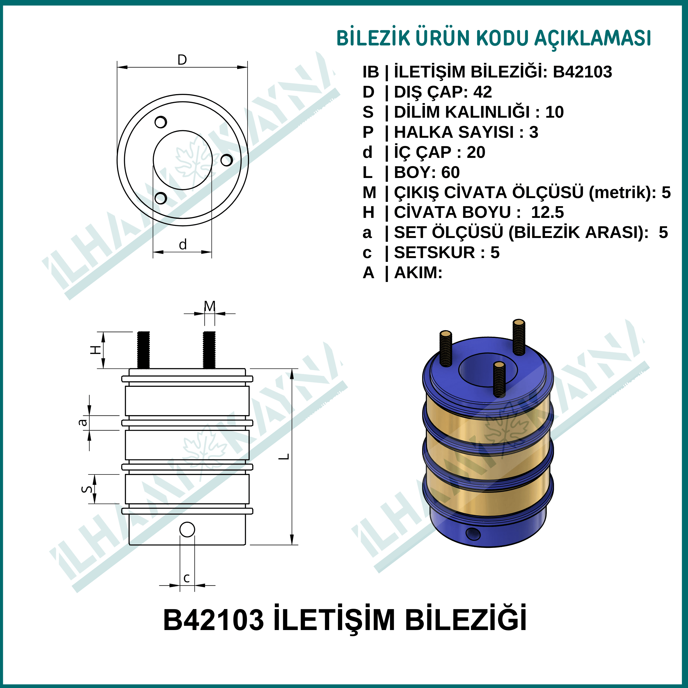 3 KONTAKLI İLETİŞİM BİLEZİĞİ | B42103 |