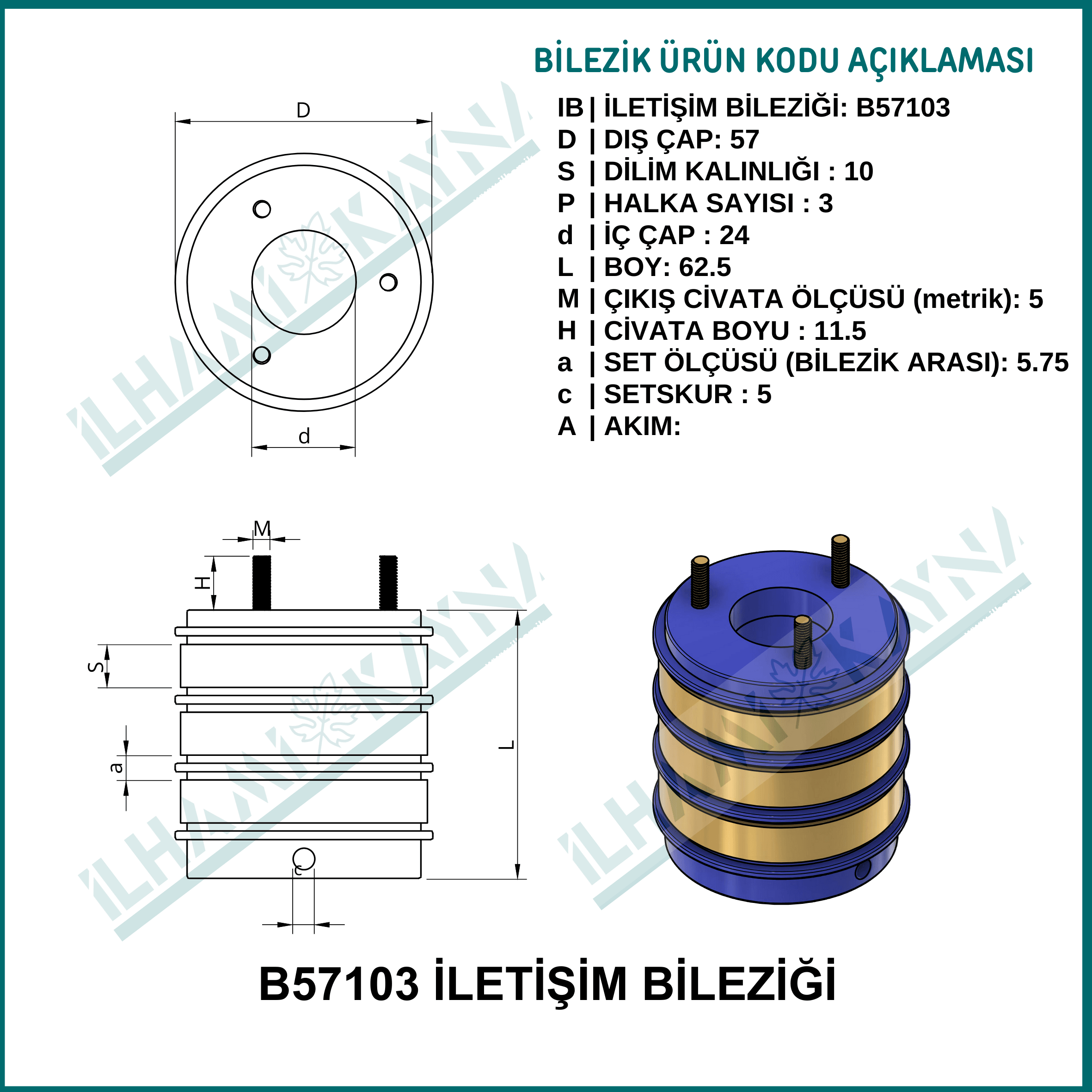 3 KONTAKLI İLETİŞİM BİLEZİĞİ | B57103 |