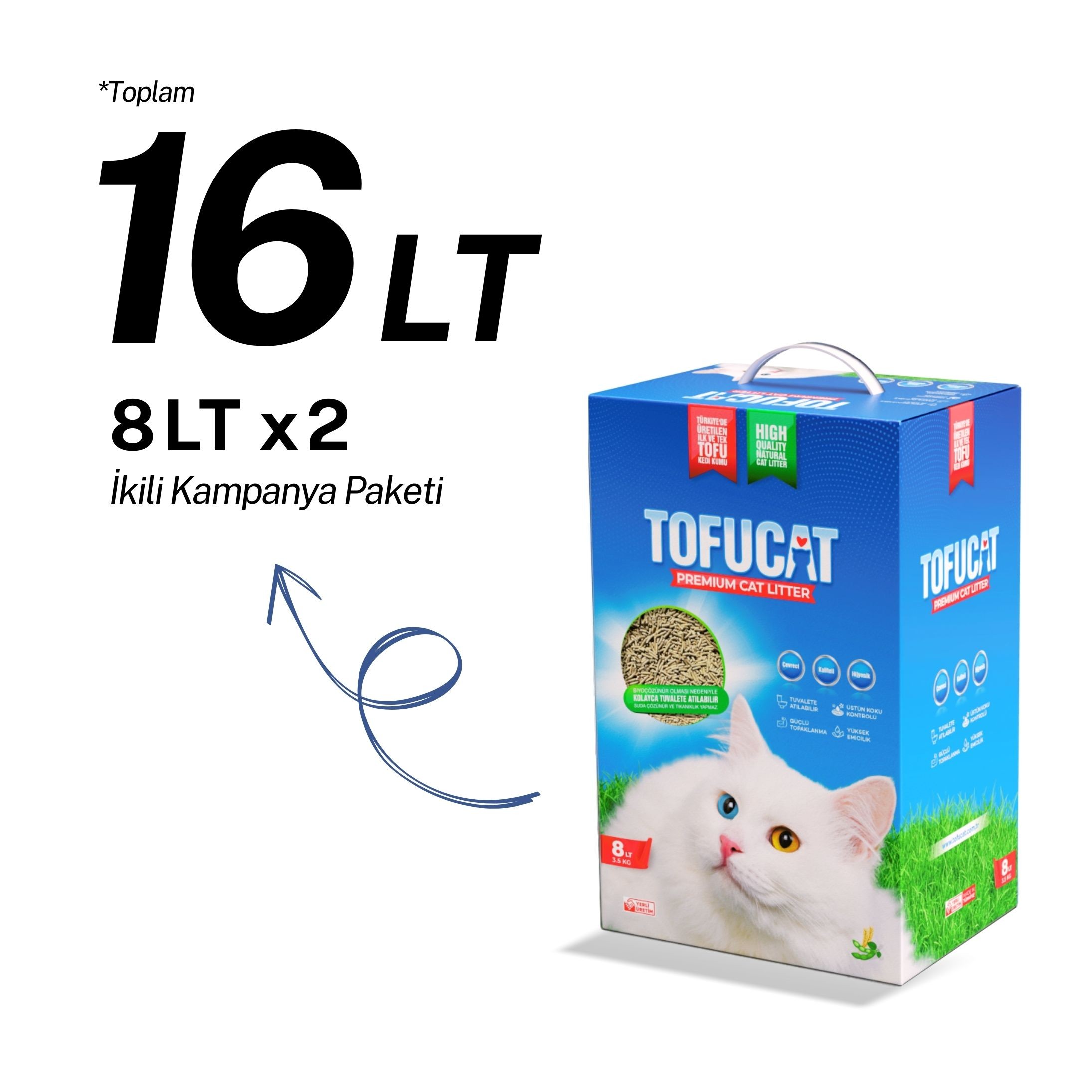 TofuCat 16 Litre (8 Litre x 2 Adet) Fırsat Paketi