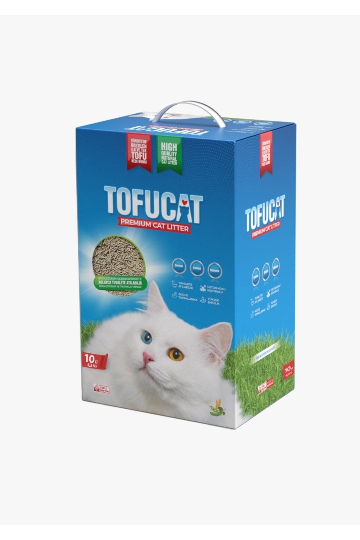 10 Litre, Topaklanan, Üstün Koku Hapsedebilen, Tuvalete Atılabilen, Doğal, Tofu Kedi Kumu