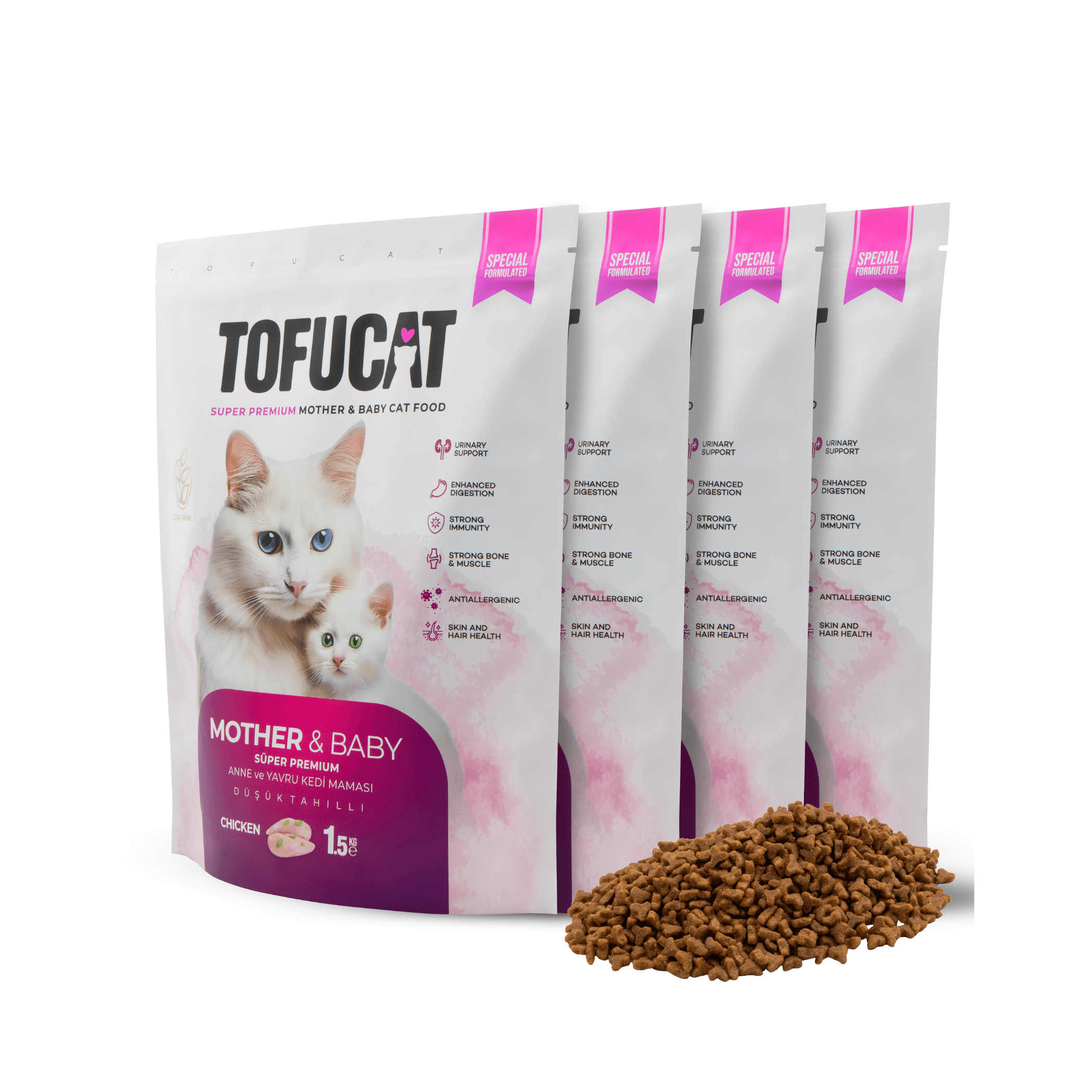 Tofucat Super Premium Mother&Baby Tavuklu Yavru Kedi maması 1,5 kg - Antialerjenik ve Düşük Tahıllı