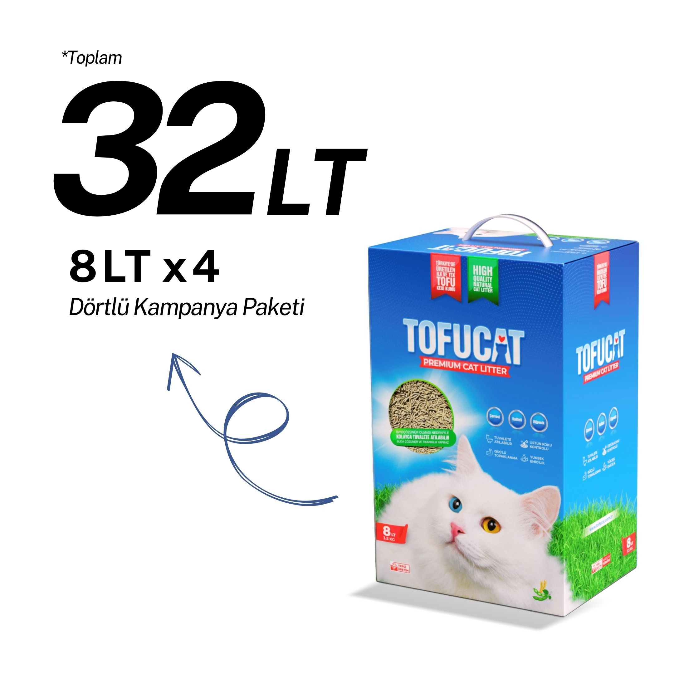 TofuCat 32 Litre (8 Litre x 4 Adet) Fırsat Paketi