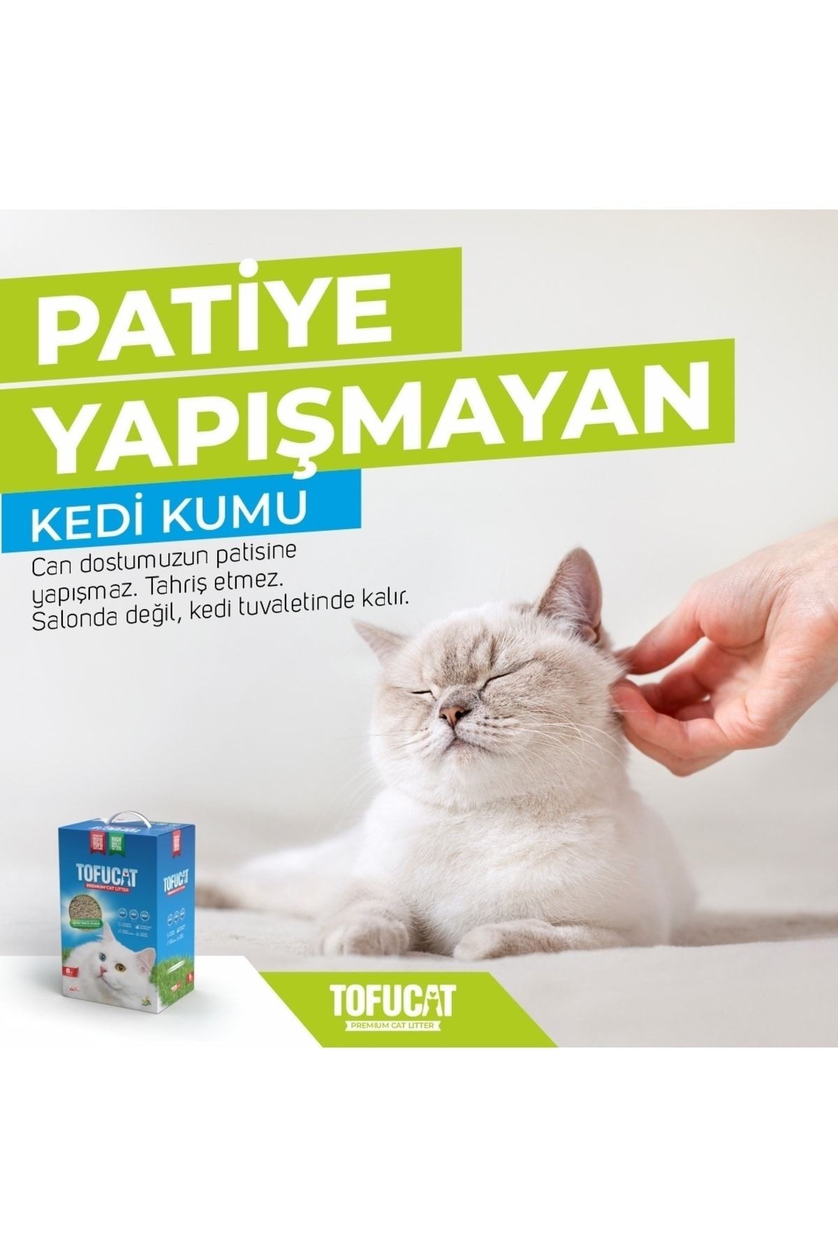 10 Litre, Topaklanan, Üstün Koku Hapsedebilen, Tuvalete Atılabilen, Doğal, Tofu Kedi Kumu