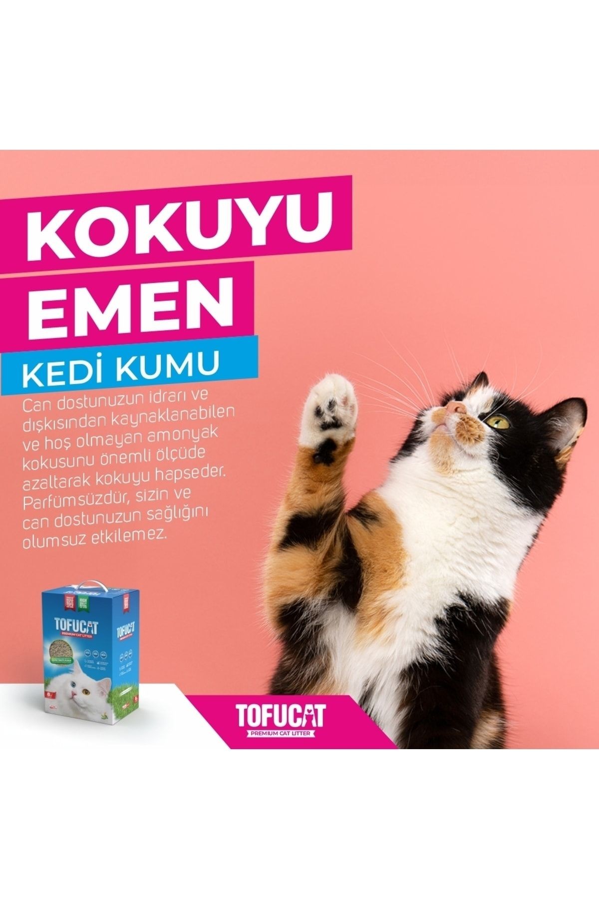 10 Litre, Topaklanan, Üstün Koku Hapsedebilen, Tuvalete Atılabilen, Doğal, Tofu Kedi Kumu