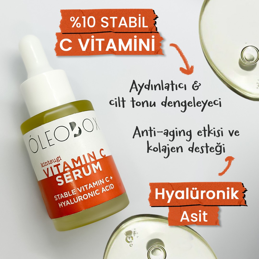 Kintsugi C Vitamini Yaşlanma ve Leke Karşıtı & Aydınlatıcı Serum - %10 Stabil C Vitamini & Hyalüronik Asit