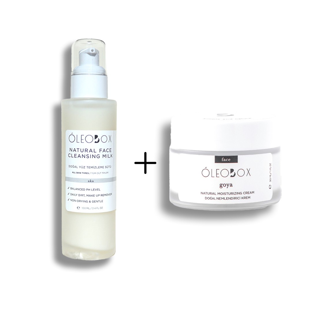 Basic Skin Care, Cleanse & Moisturize Set - Ph Balanced Facial Cleansing Milk & Intensive Moisturizing Cream
