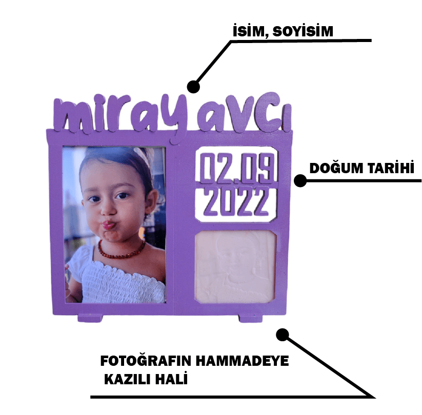 Kişiye Özel 3D Fotoğraf Çerçevesi – İsme ve Tarihe Özel Tasarım 21*20cm 