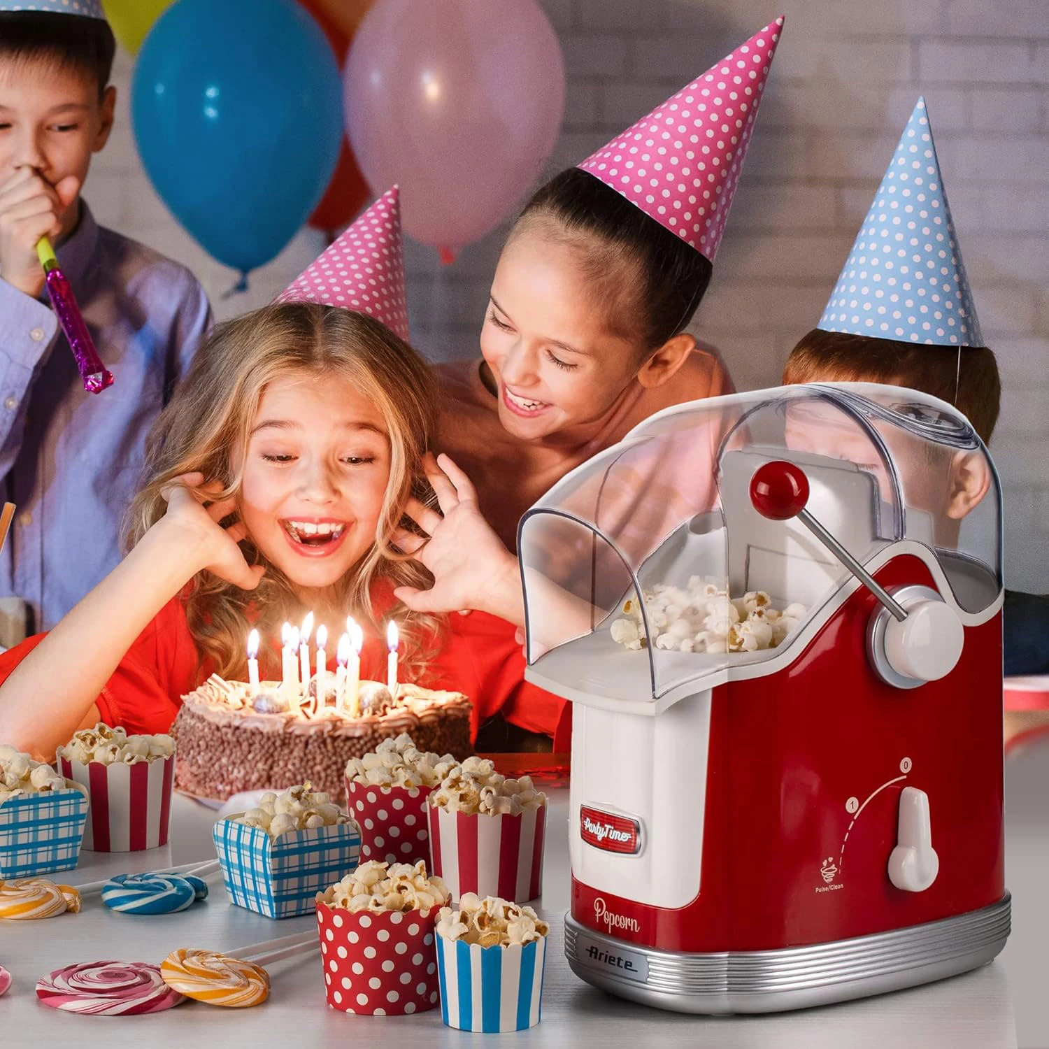 ARİETE Party Time Kırmızı Patlamış Mısır Makinesi