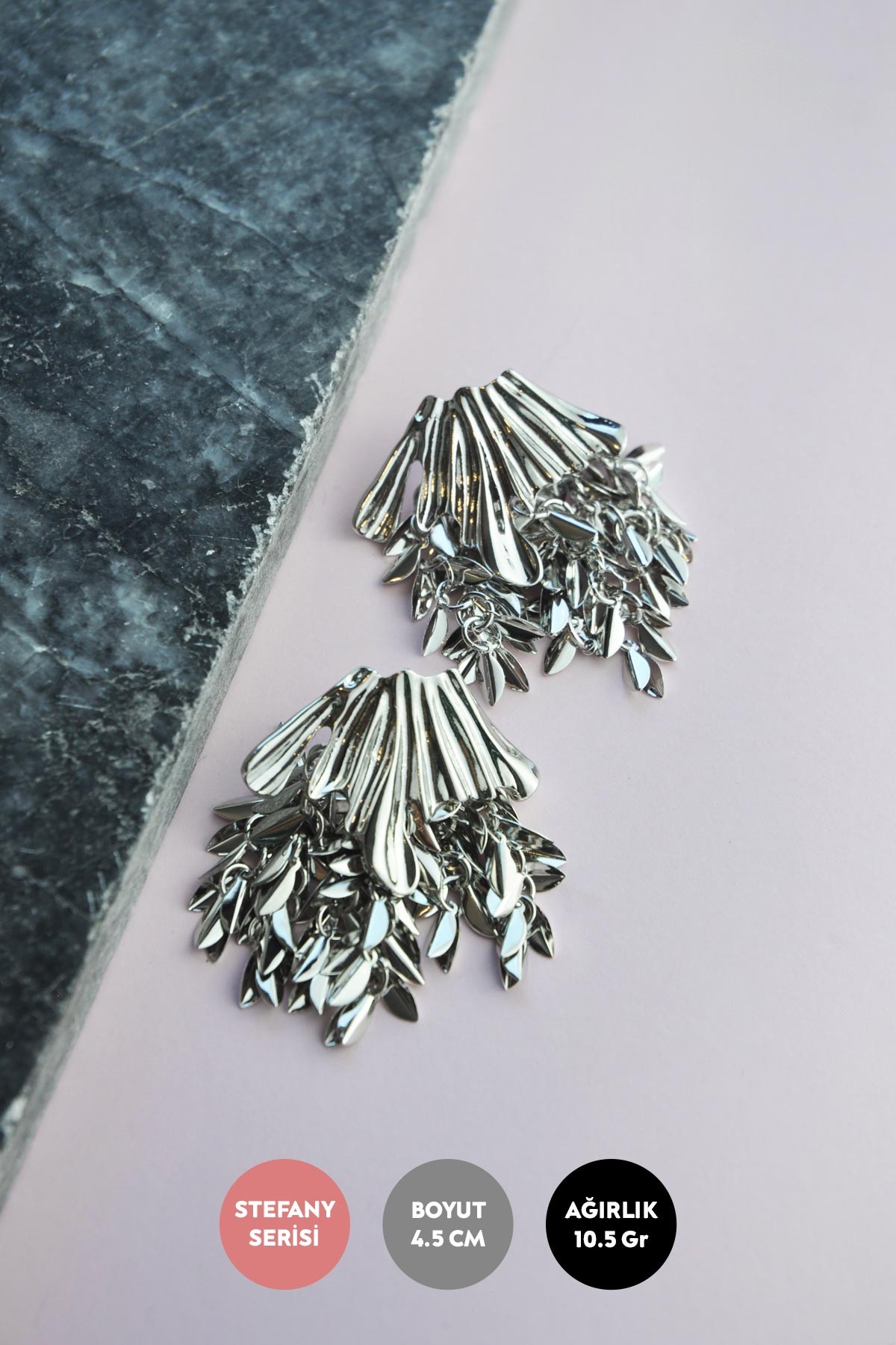 Silver Vintage Tasarım Saçak Tasarım Stefany Küpe AKE8992
