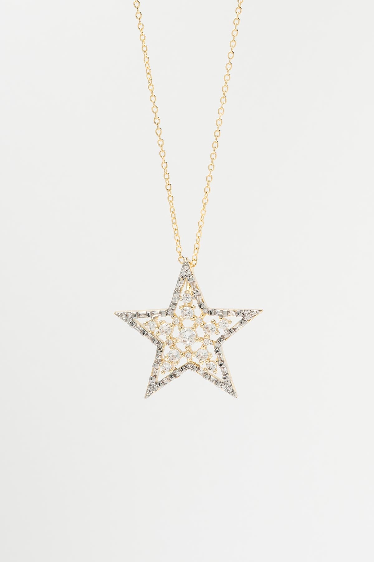 Gold Diamond Star Luxury Kolye AKL4288