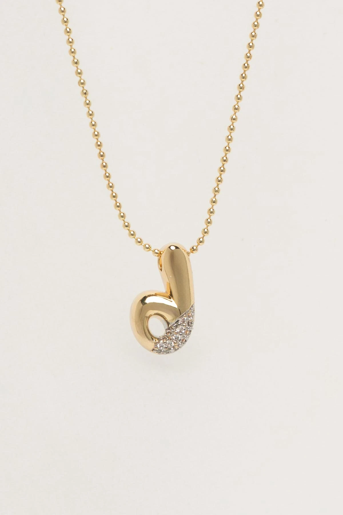 Gold Minimal Topçuk Zincir Zirkon Detay D Harf 45cm Luxury Kolye AKL4435