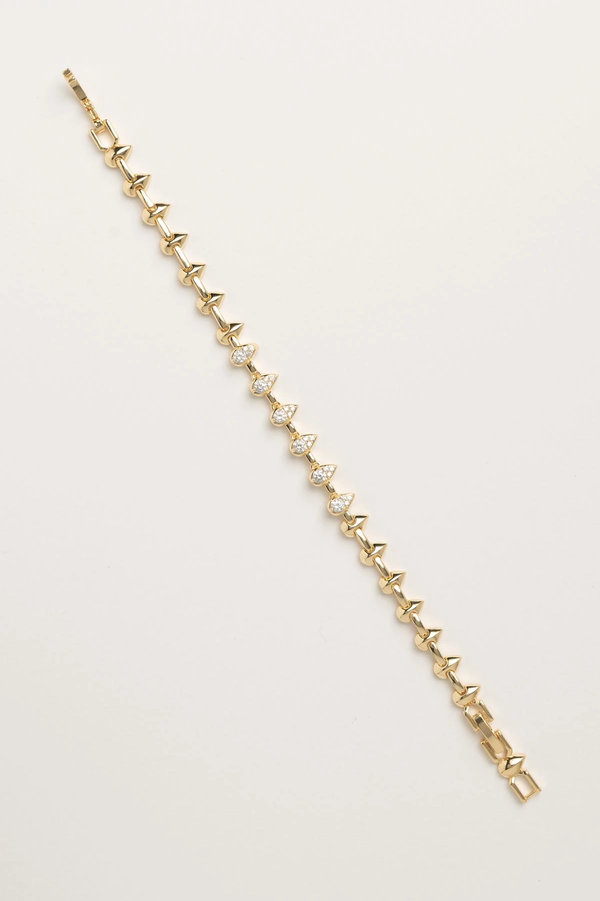 Gold Kristal Taş Detay Damla Sıralı Luxury Bileklik ABL7616