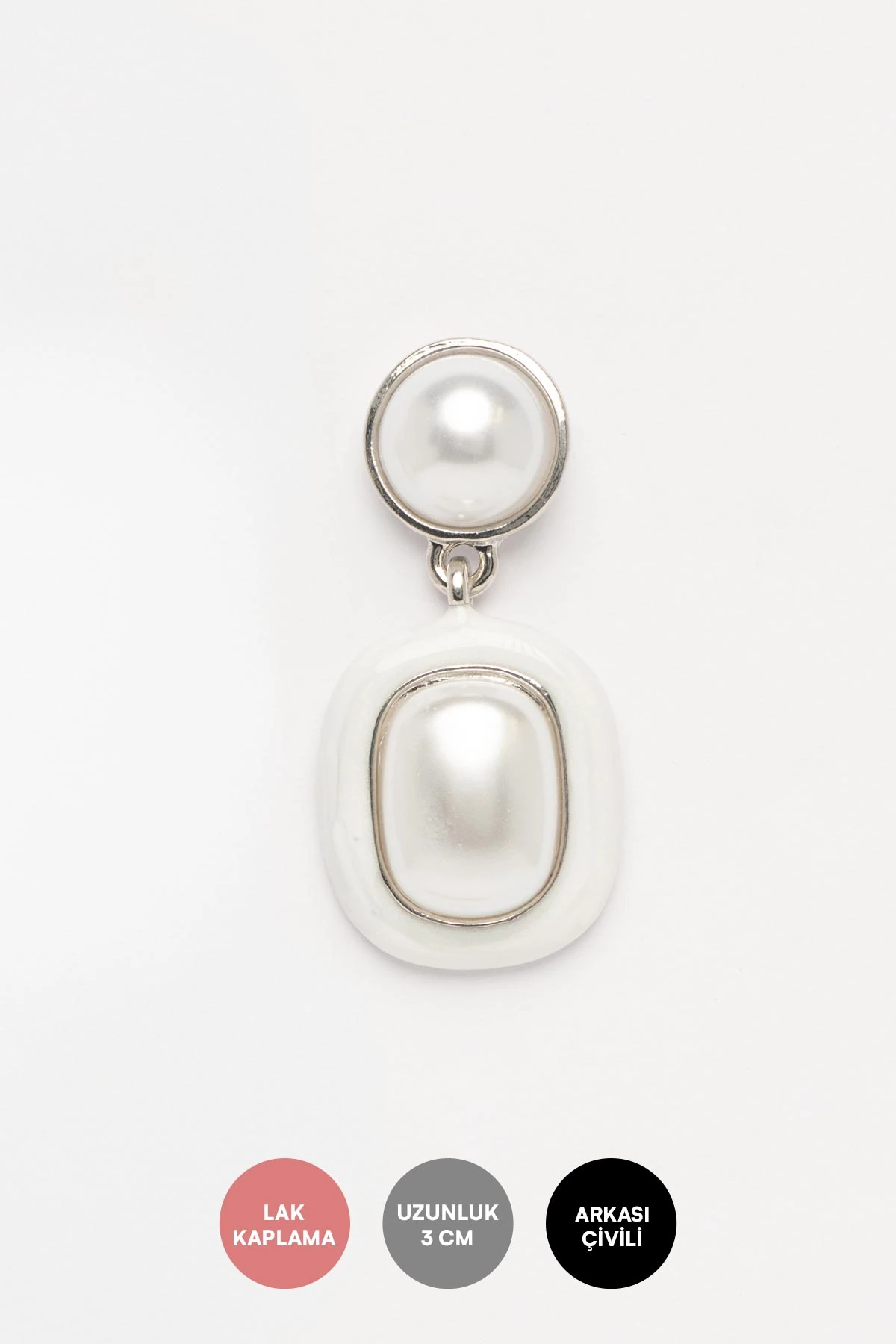 Silver Kenar İnci Detay Sallantılı Stefany Küpe AKE9795