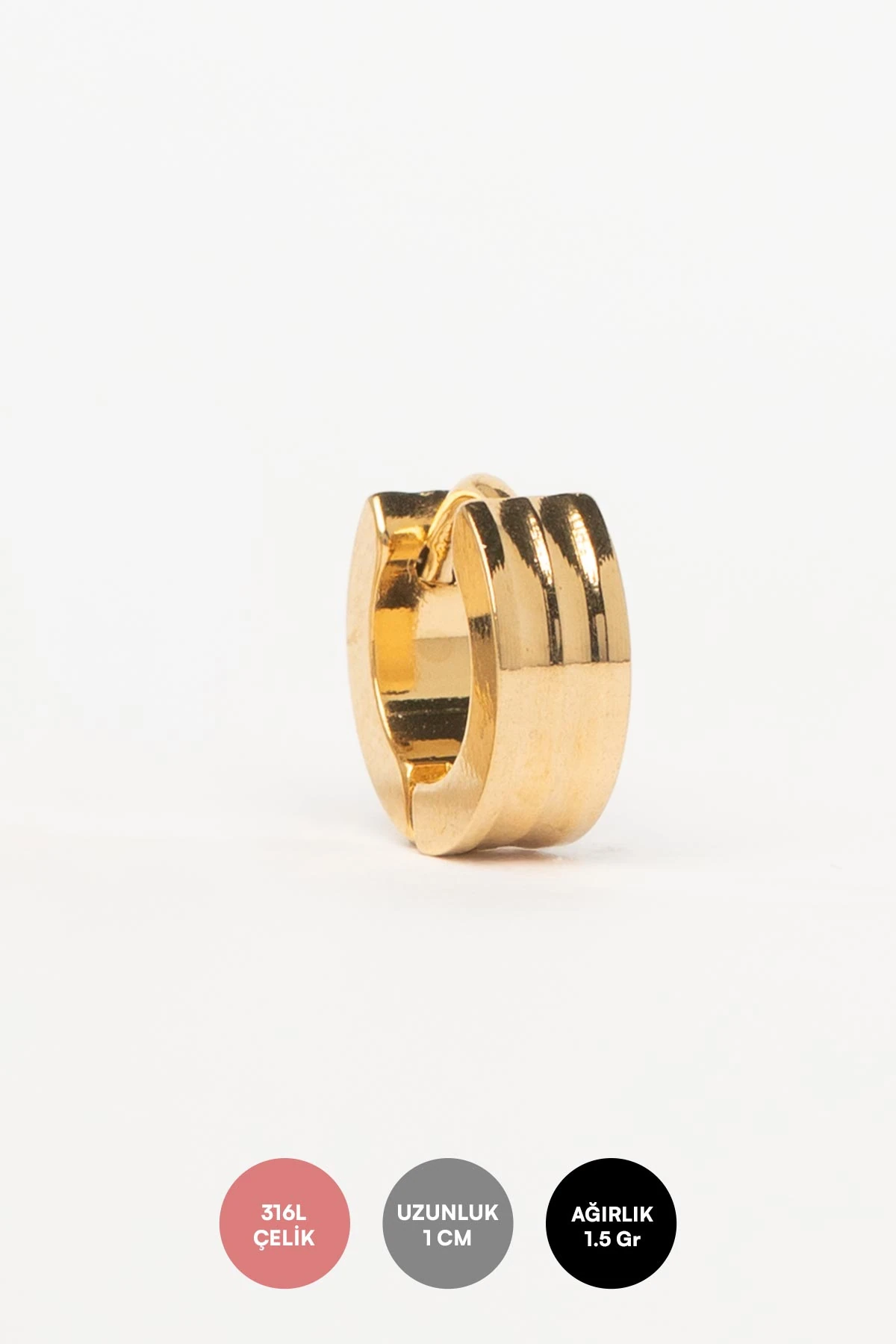 Gold Çift Kavisli Mini Halka Çelik Küpe AKE9542