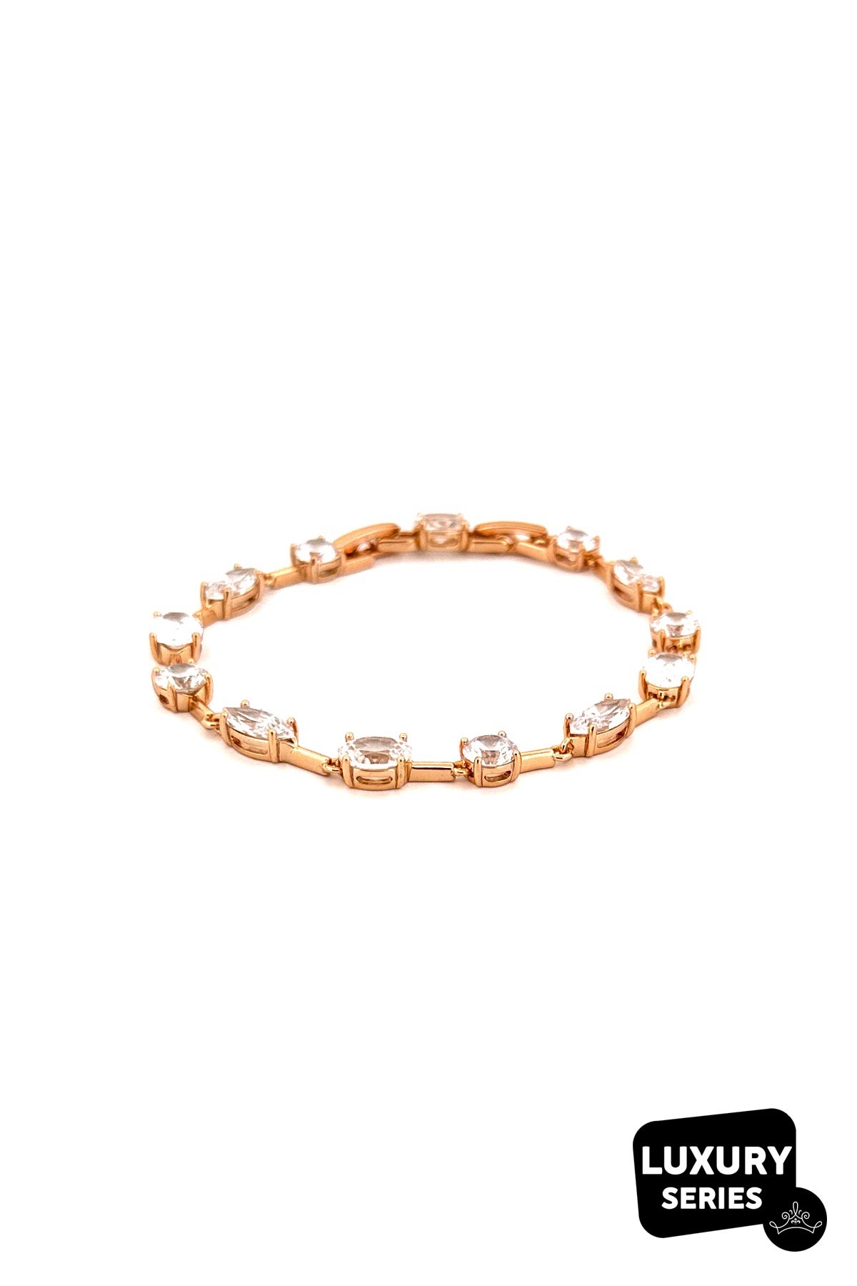 Gold Elips Göz ve Oval Kristal Taşlar Luxury Bileklik ABL6790