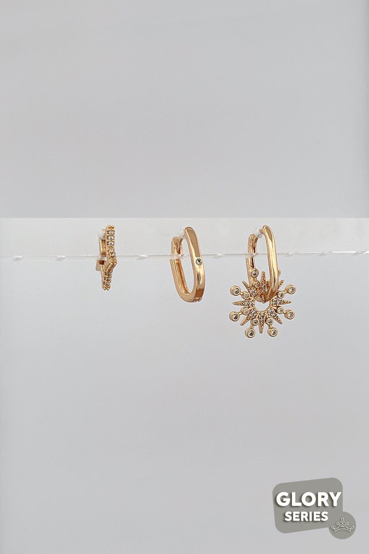 Gold Zirkon Star Wheel Çoklu Glory Küpe AKE6305