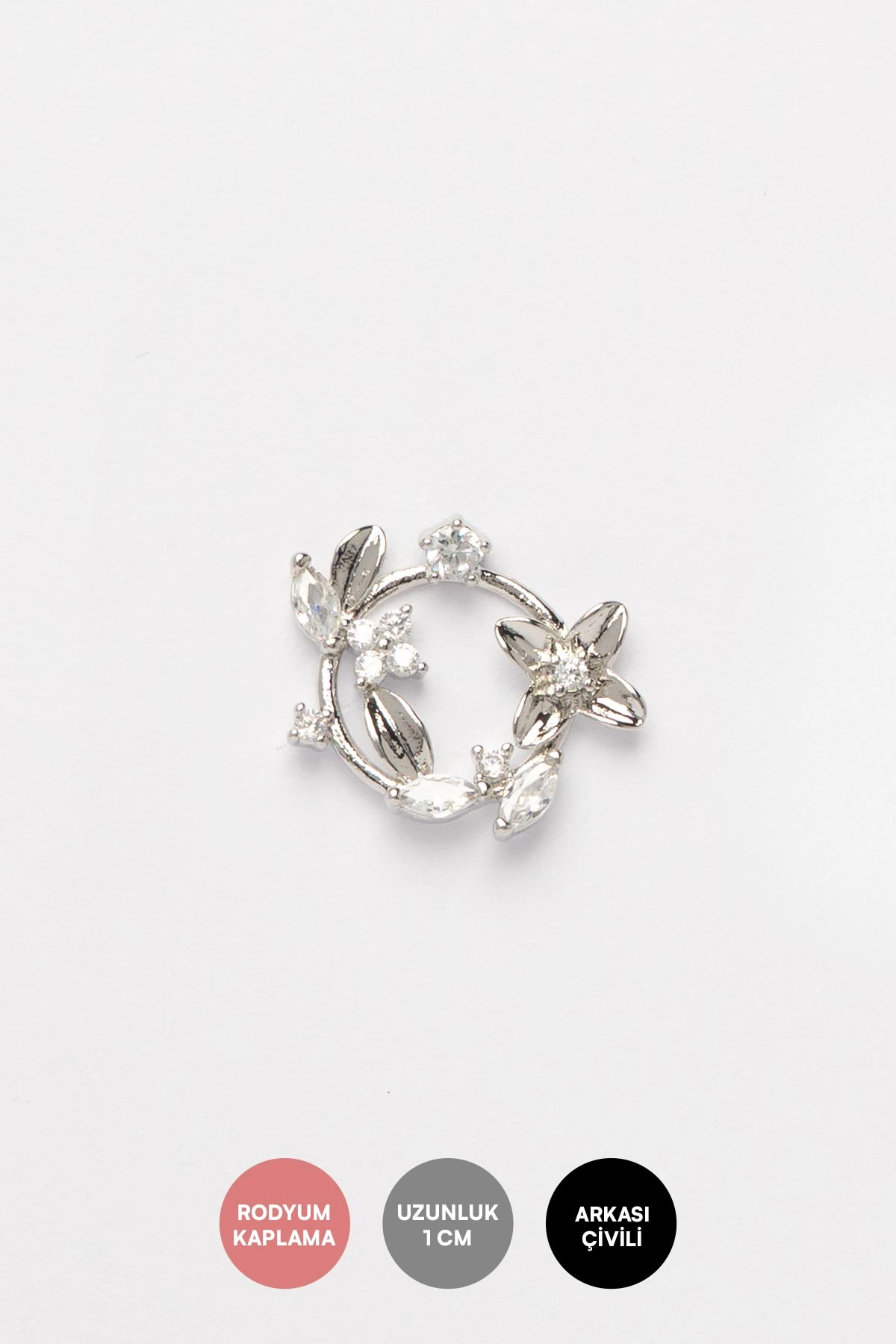 Silver Kristal Taş Çiçek Çemberi Glory Küpe AKE9480