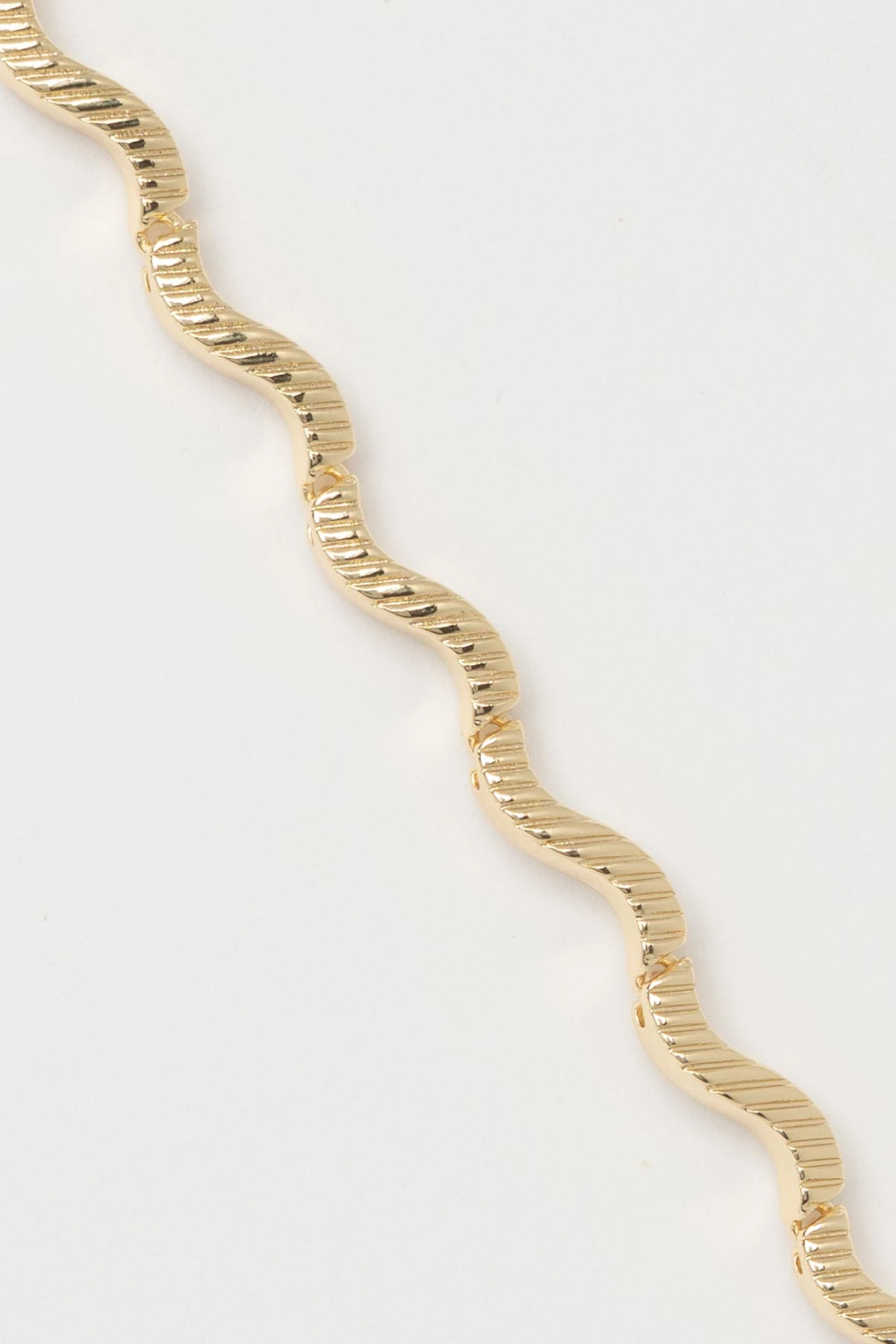 Gold 14K Lazer Kesim Dalgalı Form Luxury Bileklik ABL7588